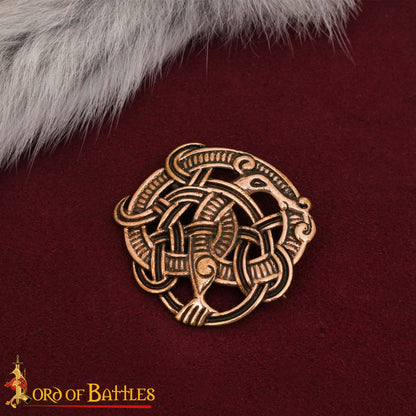 Broche de Capa Vikingo de Bronce con Nudos Fundición a la Cera Perdida Cierre Redondo - Imagen 1