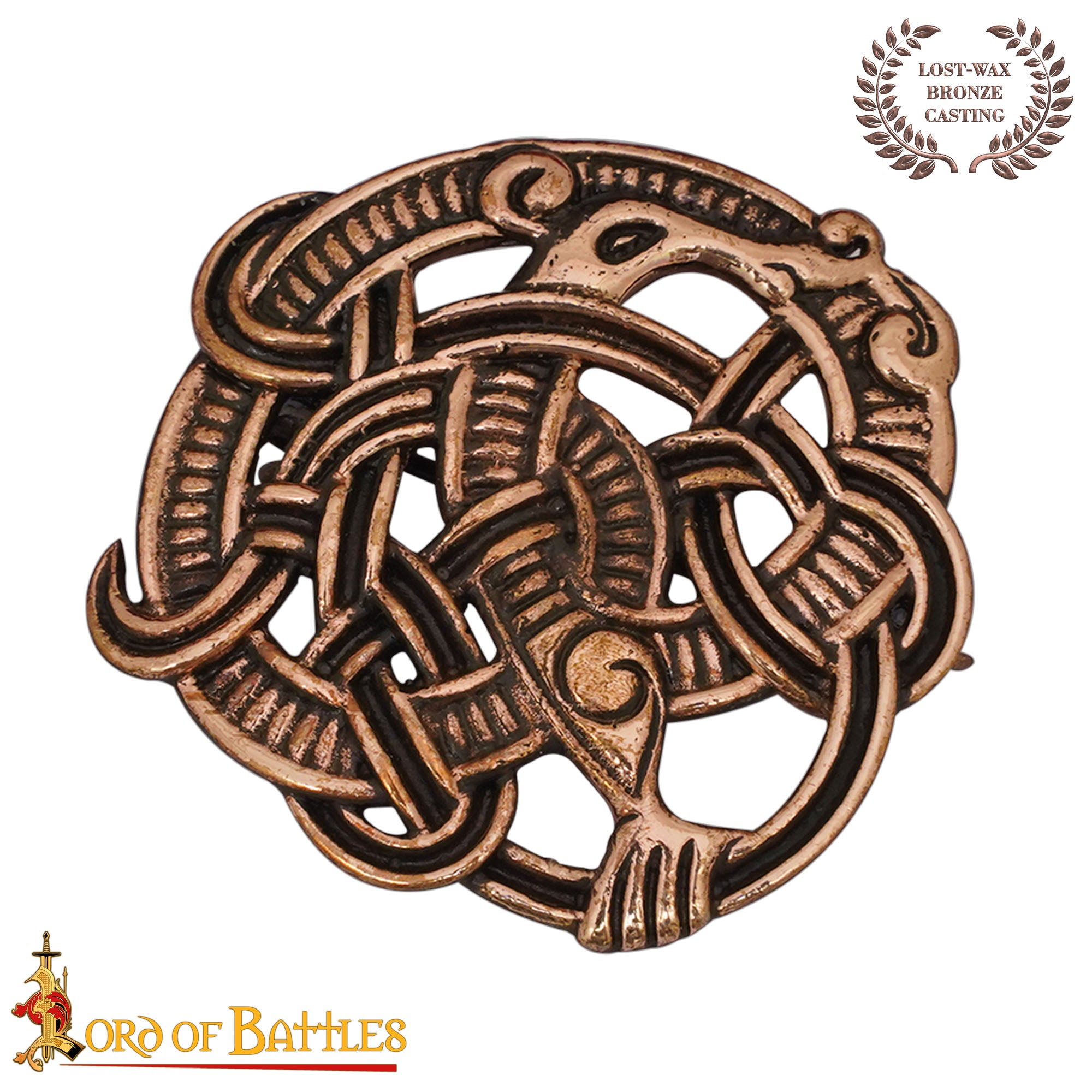 Broche de Capa Vikingo de Bronce con Nudos Fundición a la Cera Perdida Cierre Redondo - Imagen 3