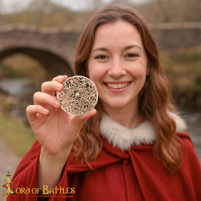 Broche de Disco Redondo de Bronce Vikingo - Patrón de Filigrana Estilo Nórdico del Siglo X - Imagen 2