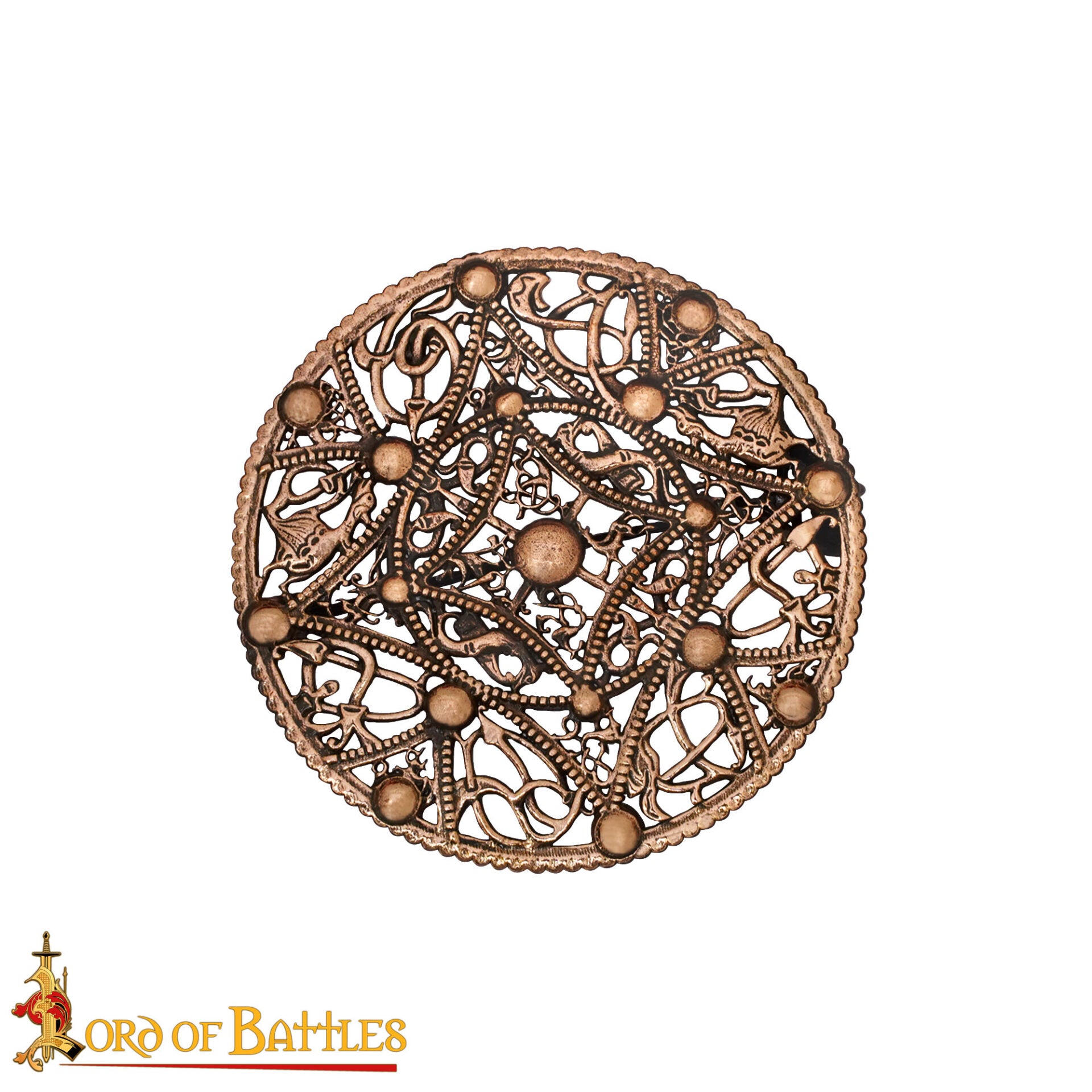 Broche de Disco Redondo de Bronce Vikingo - Patrón de Filigrana Estilo Nórdico del Siglo X - Imagen 9