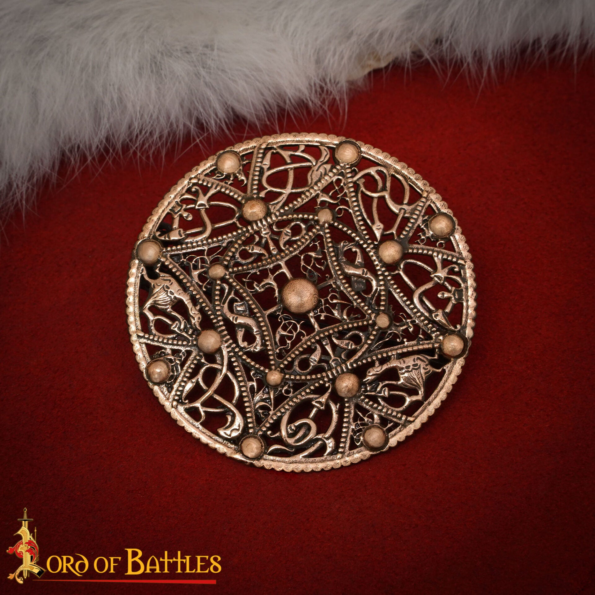 Broche de Disco Redondo de Bronce Vikingo - Patrón de Filigrana Estilo Nórdico del Siglo X - Imagen 7