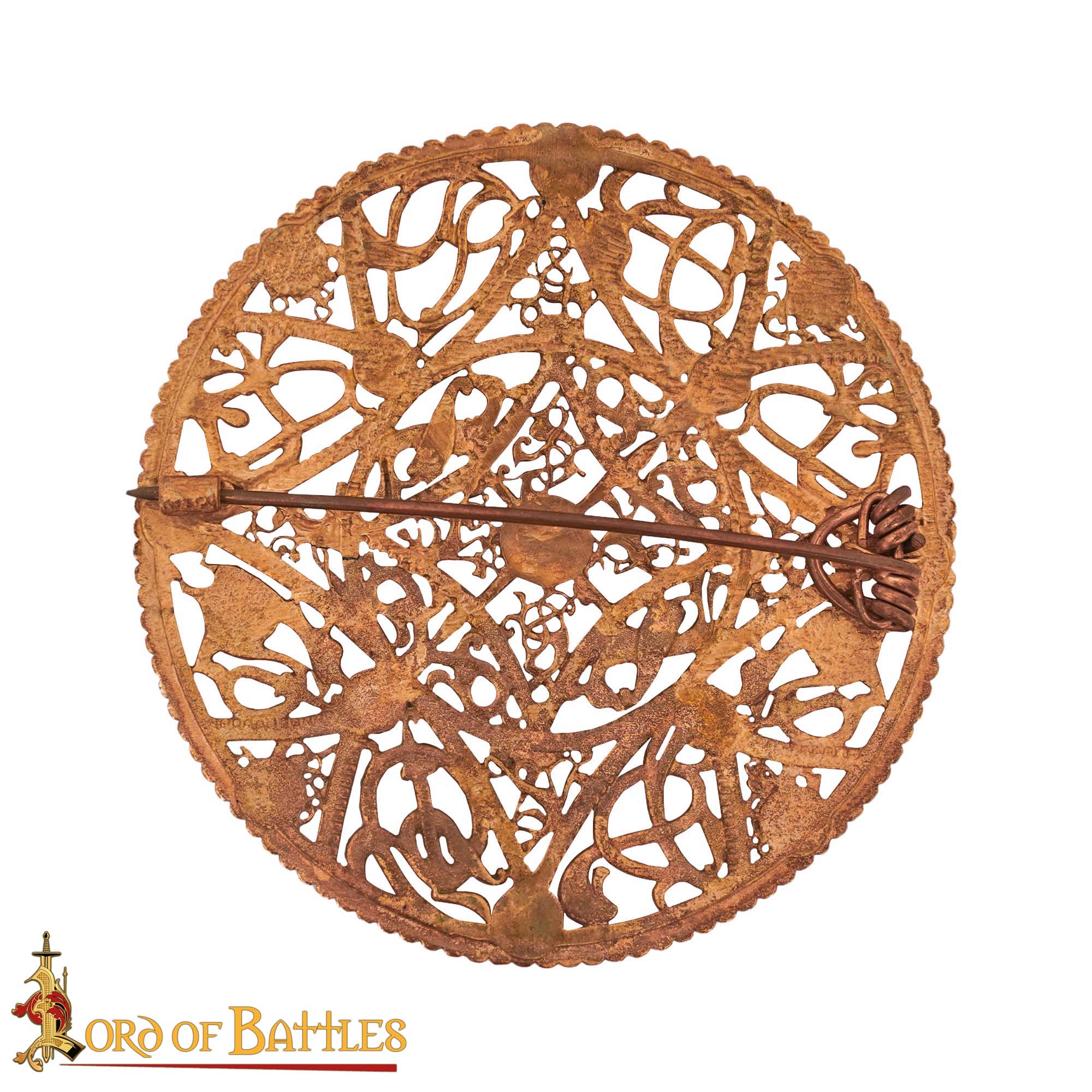 Broche de Disco Redondo de Bronce Vikingo - Patrón de Filigrana Estilo Nórdico del Siglo X - Imagen 4