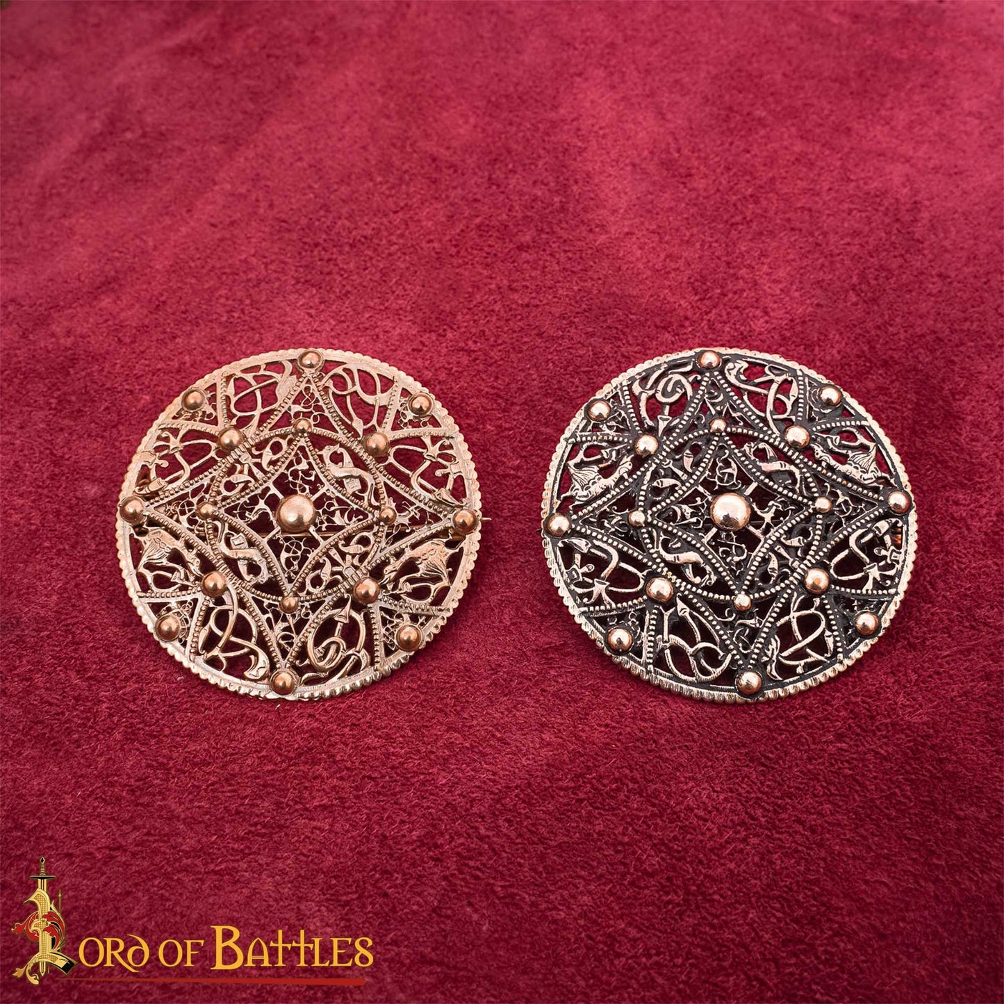 Broche de Disco Redondo de Bronce Vikingo - Patrón de Filigrana Estilo Nórdico del Siglo X - Imagen 5