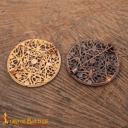 Broche de Disco Redondo de Bronce Vikingo - Patrón de Filigrana Estilo Nórdico del Siglo X - Imagen 11