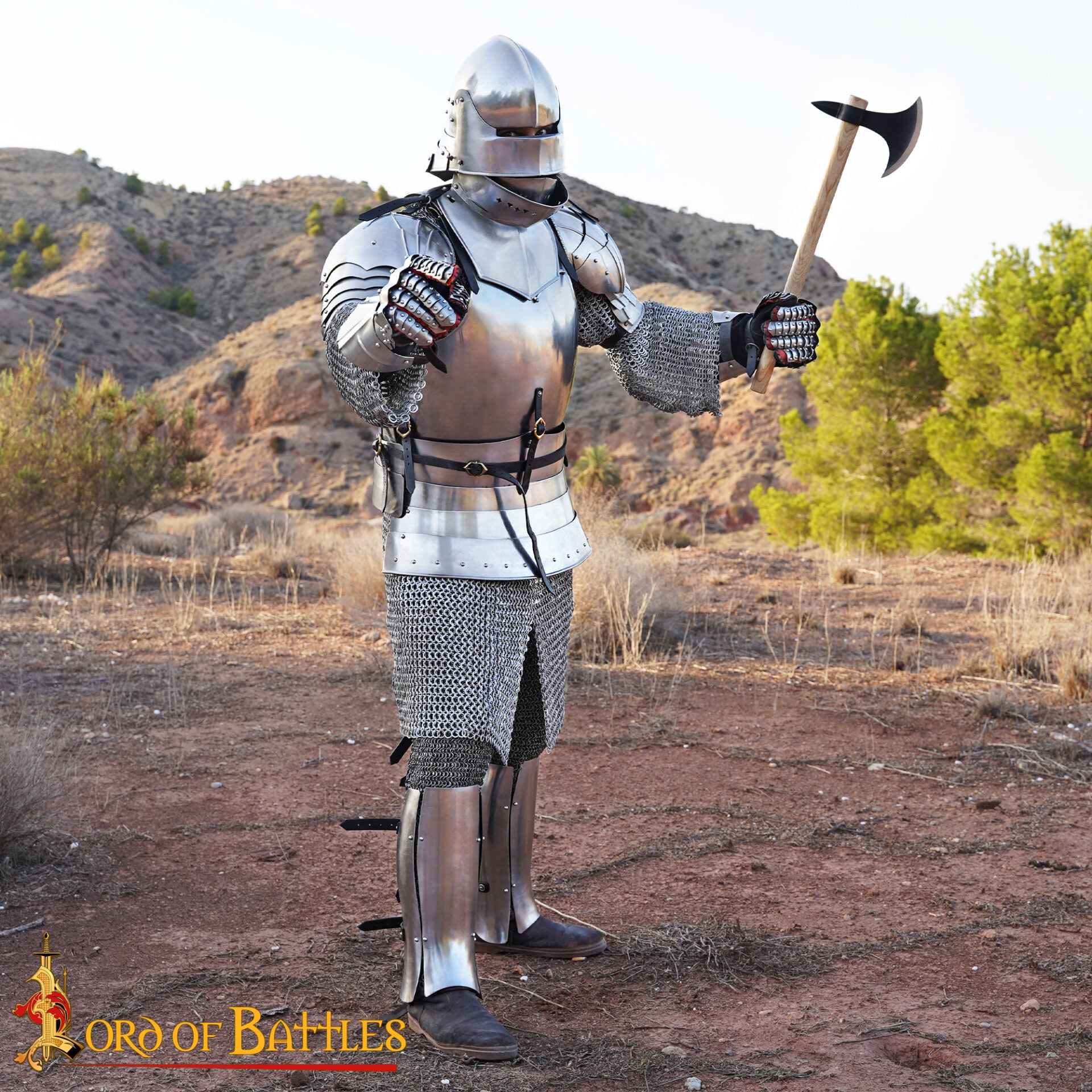 Hacha Medieval con Mango de Madera de Fresno - 23 Pulgadas de Cabeza de Acero Al Carbono Forjada a Mano - Imagen 2