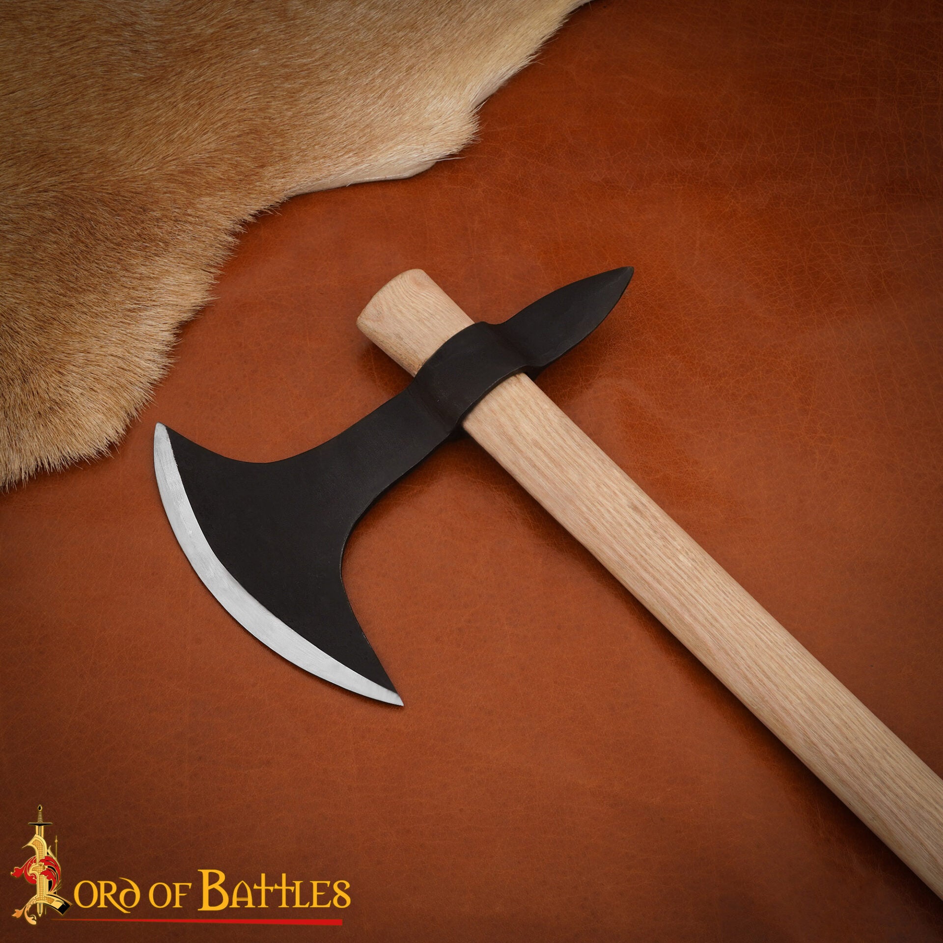 Hacha Medieval con Mango de Madera de Fresno - 23 Pulgadas de Cabeza de Acero Al Carbono Forjada a Mano - Imagen 7