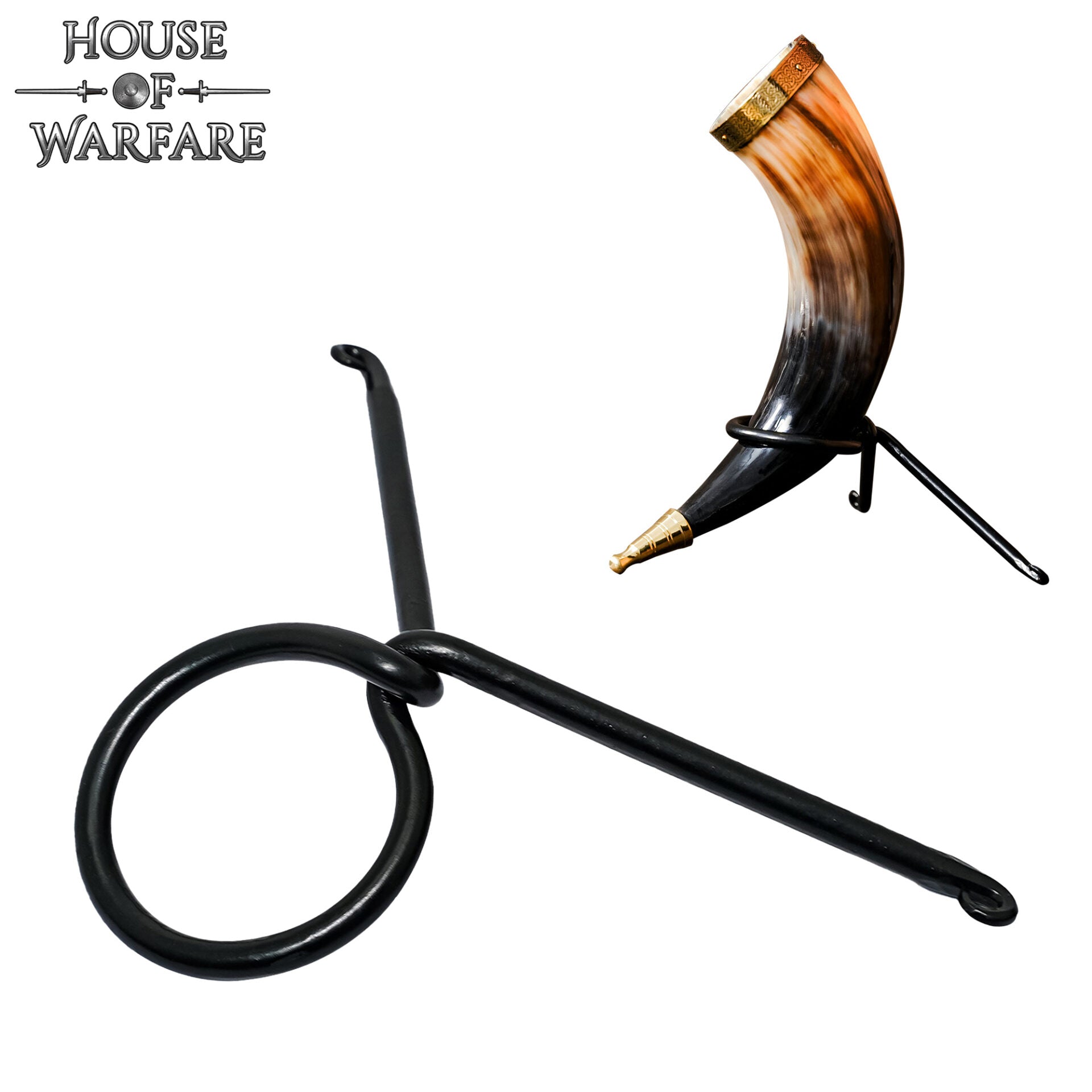 Soporte para Cuerno de Hierro Forjado a Mano - Expositor Medieval para Fiestas Vikingas y Medievales - Imagen 4