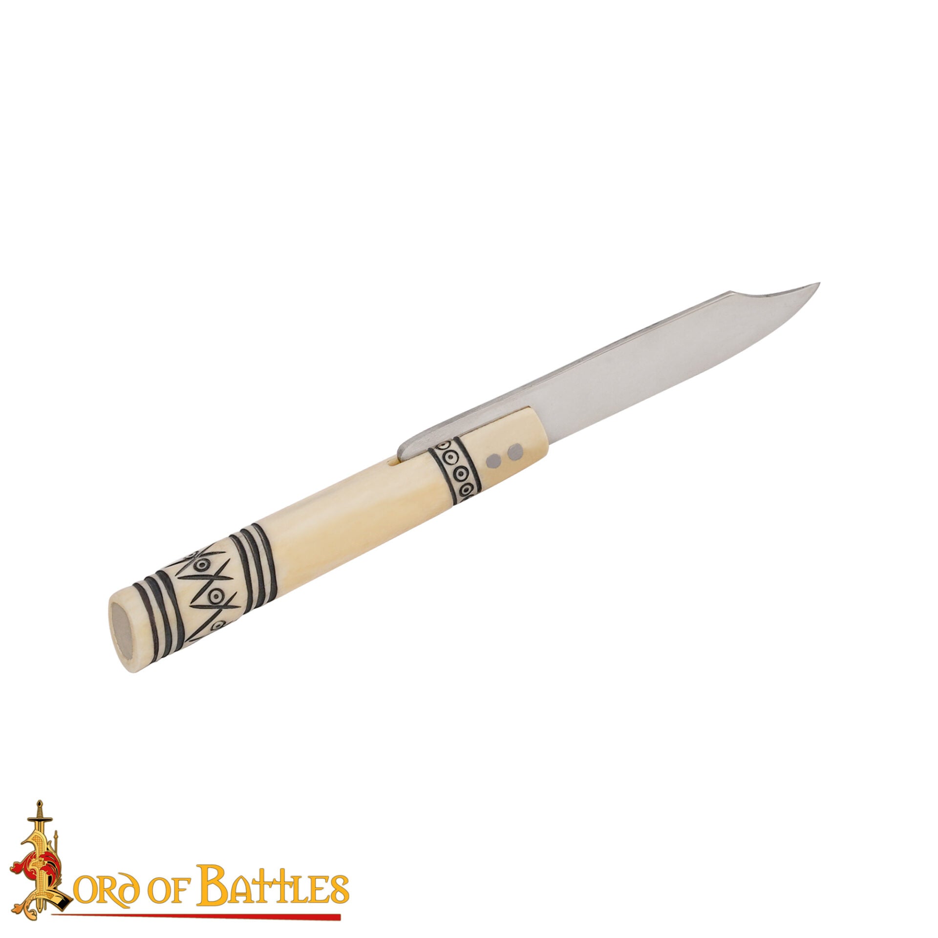 Cuchillo Plegable Forjado a Mano con Mango de Hueso - Hoja de Acero Inoxidable Pulido de 20 Cm - Imagen 4