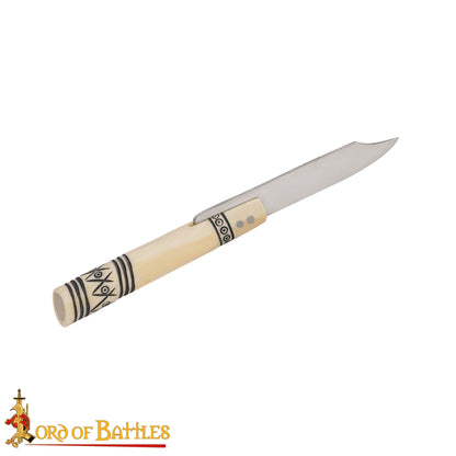 Cuchillo Plegable Forjado a Mano con Mango de Hueso - Hoja de Acero Inoxidable Pulido de 20 Cm - Imagen 4