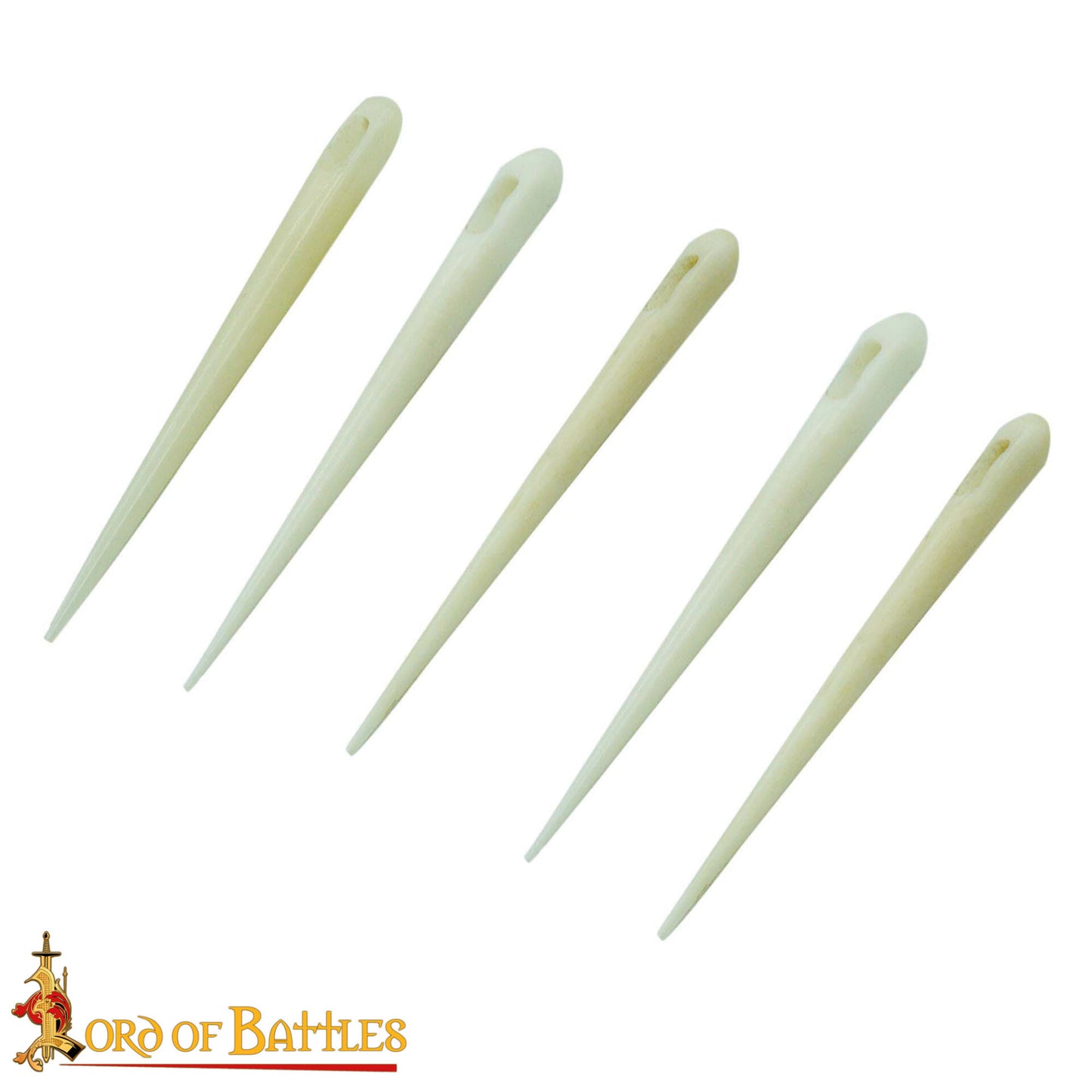 Juego de 5 Agujas de Coser Medievales Vikingas de Cuerno de Buey Talladas a Mano para Tela y Cuero - Imagen 4