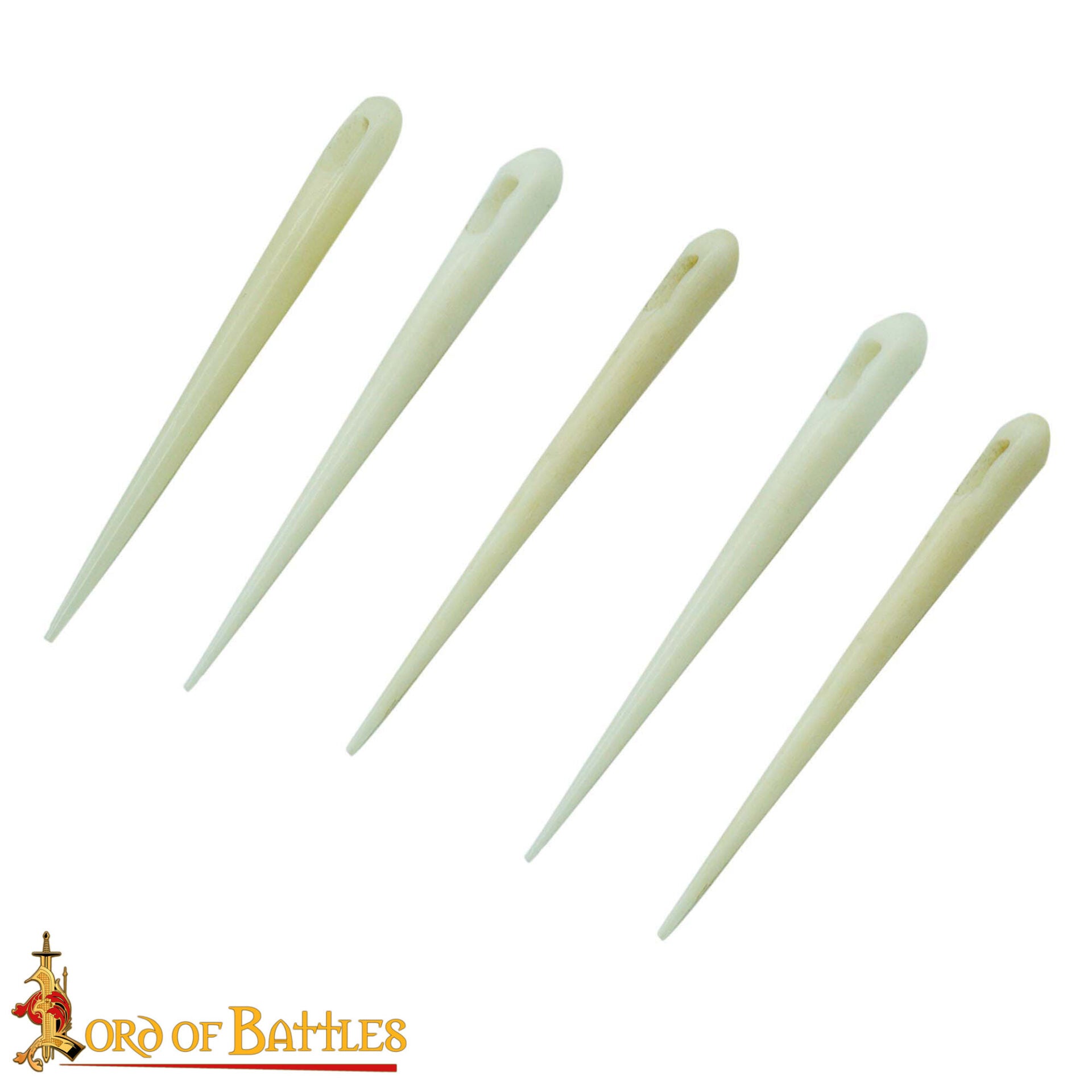 Juego de 5 Agujas de Coser Medievales Vikingas de Cuerno de Buey Talladas a Mano para Tela y Cuero - Imagen 4