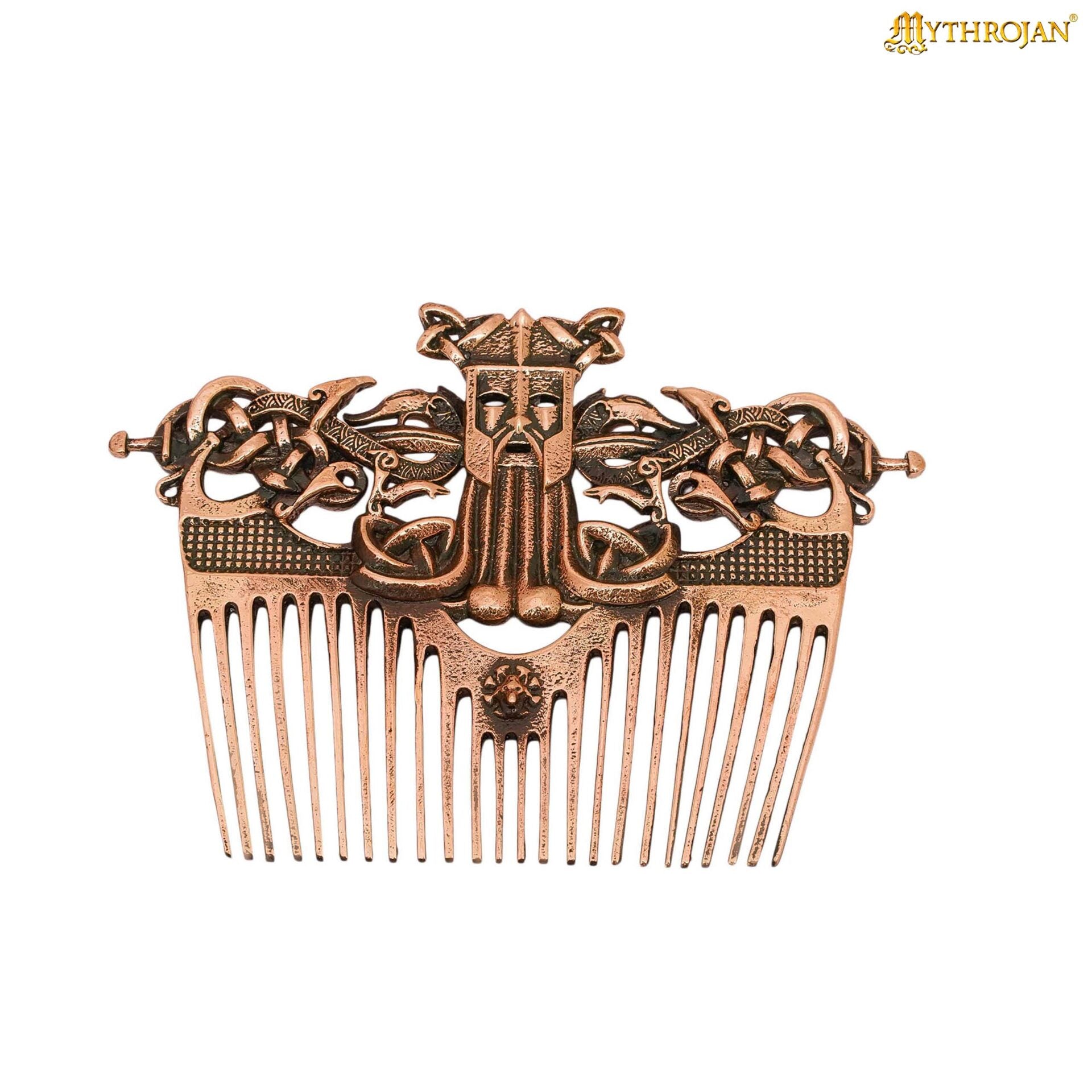 Peine para Barba Nórdico de Bronce con Funda de Cuero - Herramienta de Acicalamiento de Estilo Vikingo - Imagen 4