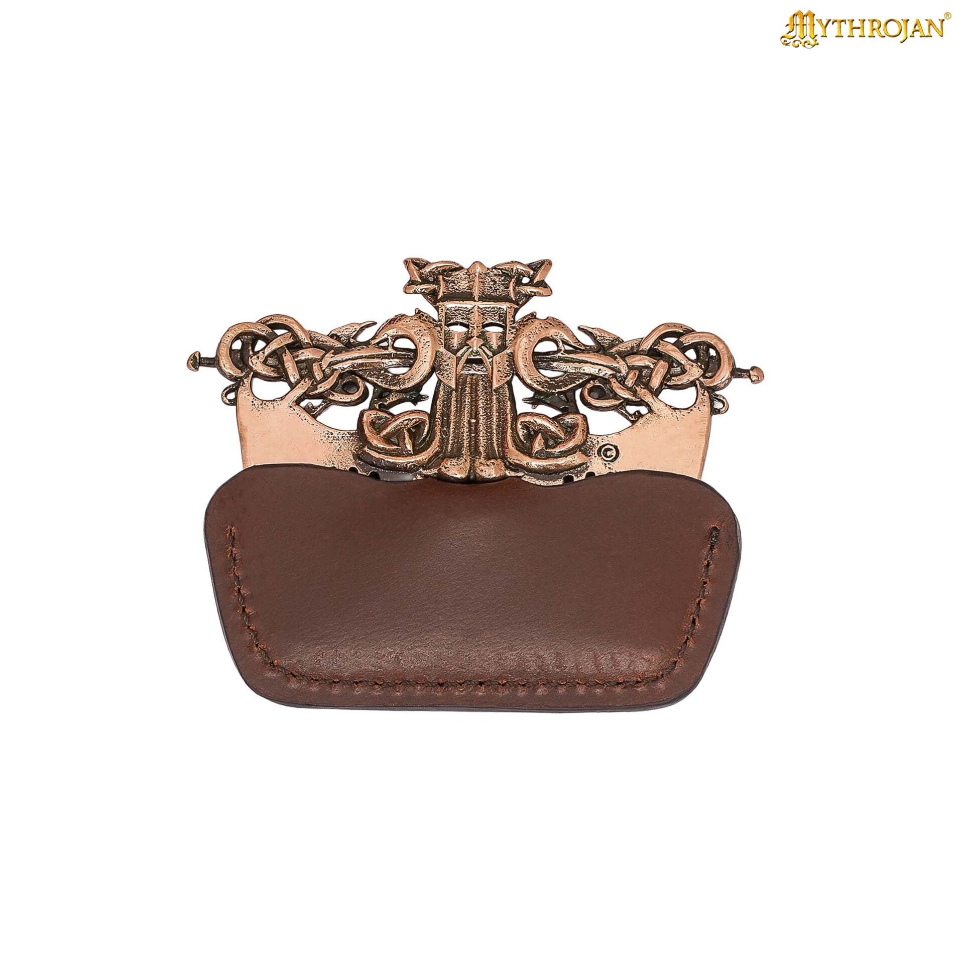 Peine para Barba Nórdico de Bronce con Funda de Cuero - Herramienta de Acicalamiento de Estilo Vikingo - Imagen 5