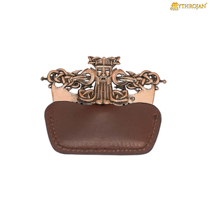 Peine para Barba Nórdico de Bronce con Funda de Cuero - Herramienta de Acicalamiento de Estilo Vikingo - Imagen 5