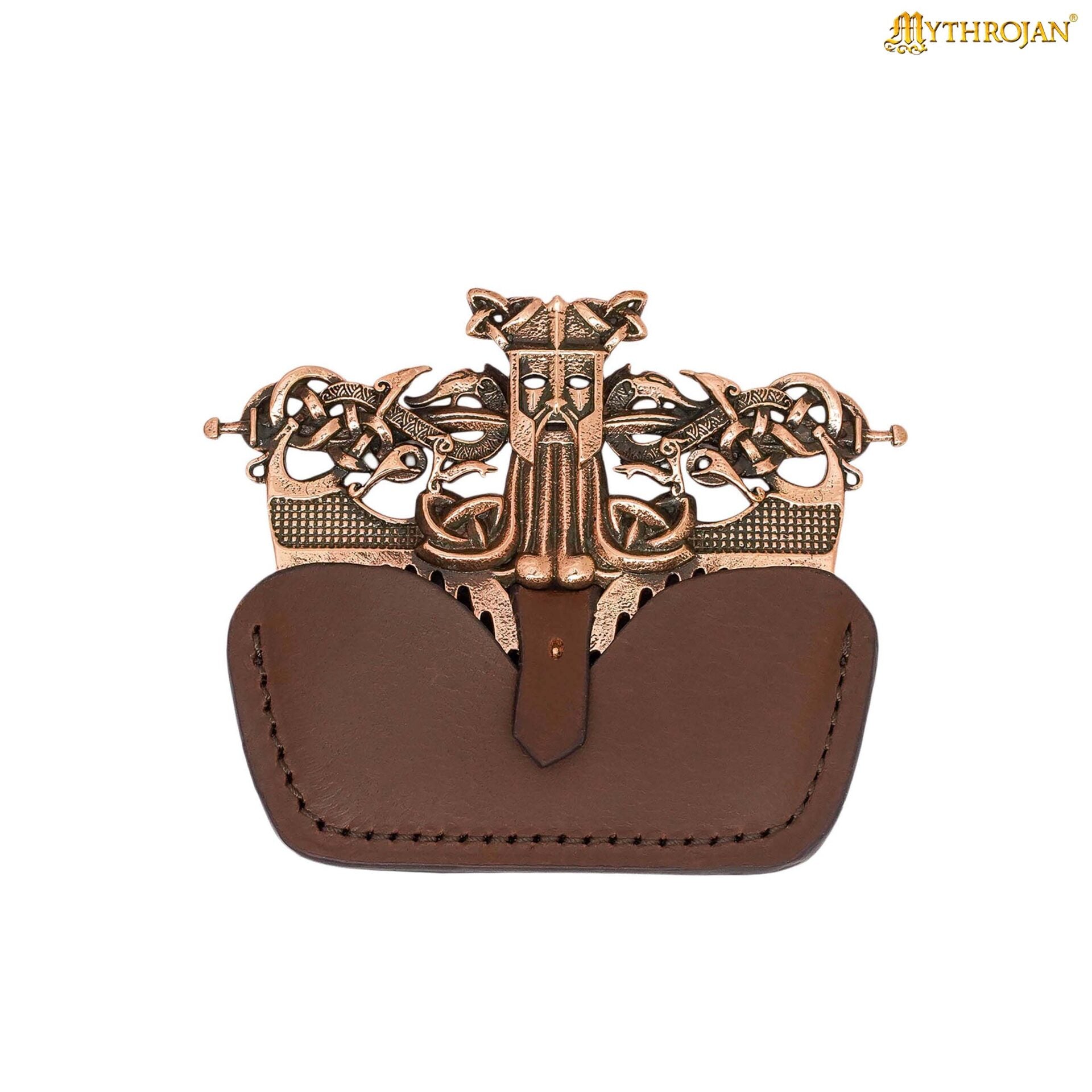 Peine para Barba Nórdico de Bronce con Funda de Cuero - Herramienta de Acicalamiento de Estilo Vikingo - Imagen 6