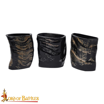 Set de 3 Vasos Medievales Vikingos de Cuerno de Búfalo Genuino Hechos a Mano - Imagen 4