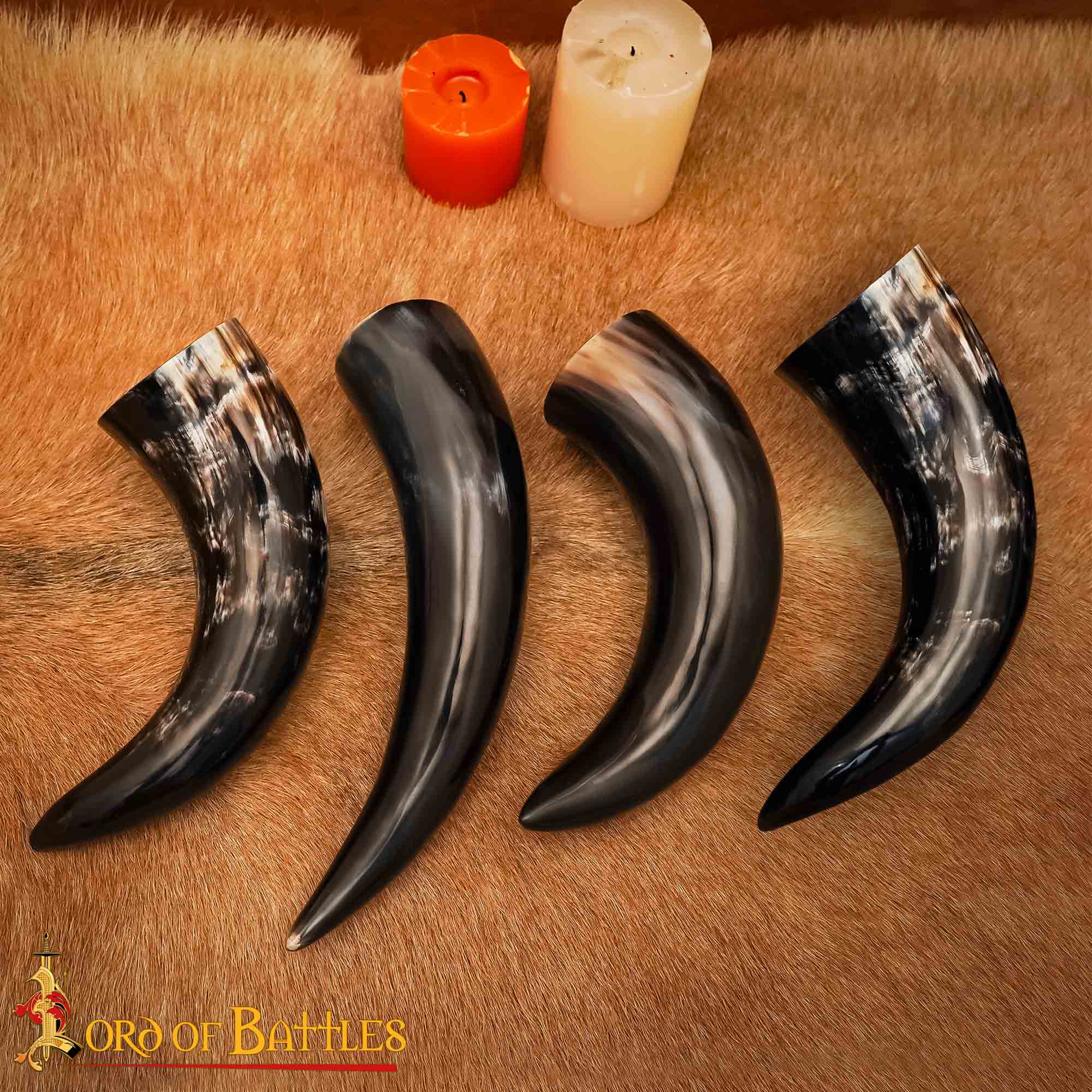 Viking Drinking Ox Horn Juego de 4 - Jarras de Cuerno Pulido de 400 Ml con Bolsa de Almacenamiento de Lona - Imagen 8