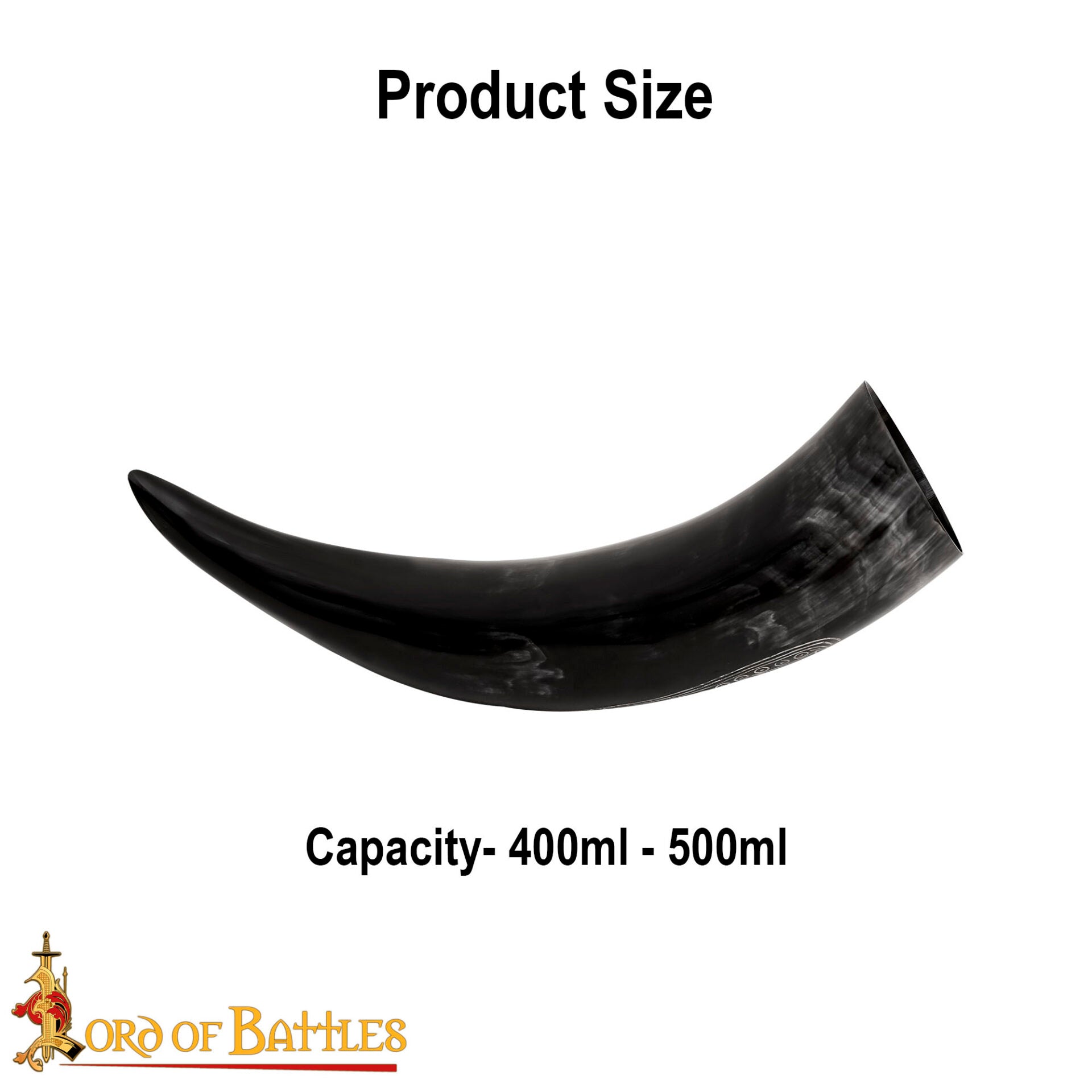 Cuerno Vikingo para Beber con Grabado Longship - Cuerno de Buey Natural Pulido, Mead Ale - Imagen 3