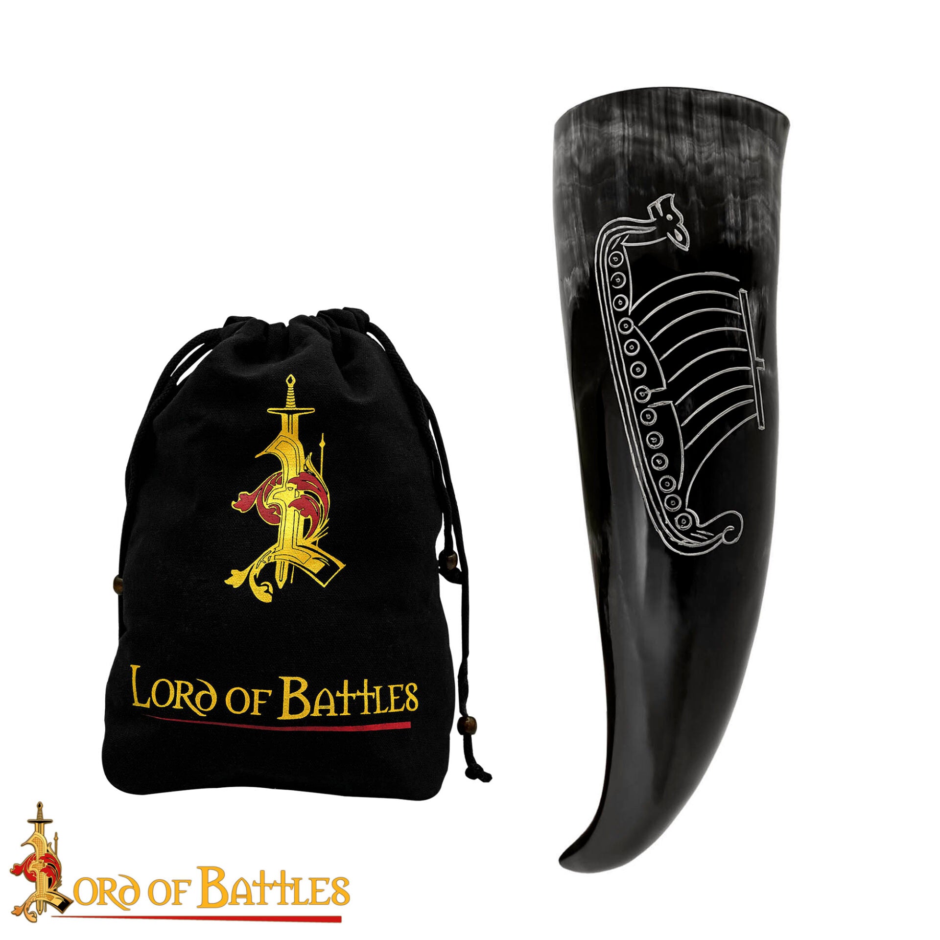 Cuerno Vikingo para Beber con Grabado Longship - Cuerno de Buey Natural Pulido, Mead Ale - Imagen 12