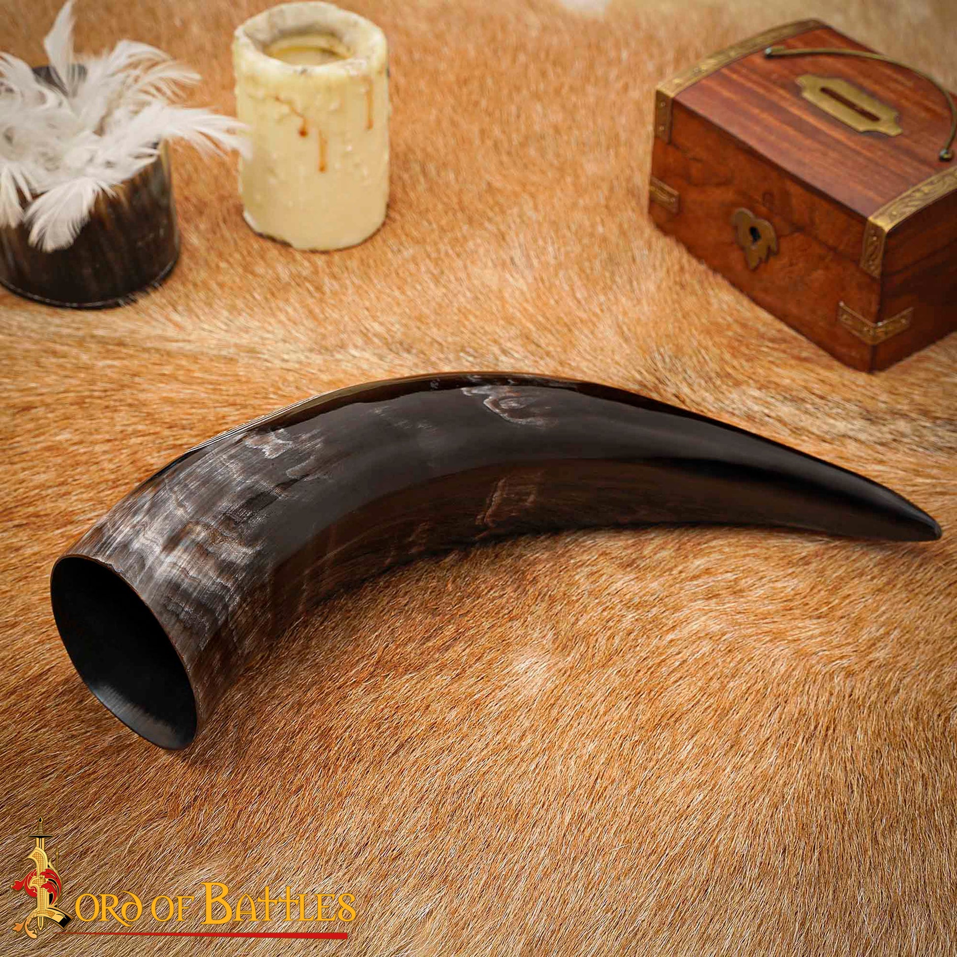 Cuerno Vikingo para Beber con Grabado Longship - Cuerno de Buey Natural Pulido, Mead Ale - Imagen 8