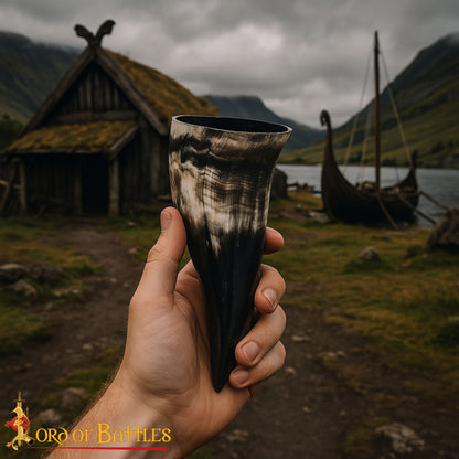 Vikingo Cuerno de Buey para Beber - Taza de Cuerno Natural Pulido Artesanal (150 Ml) - Imagen 1