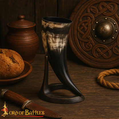 Vikingo Cuerno de Buey para Beber - Taza de Cuerno Natural Pulido Artesanal (200 Ml) - Imagen 2