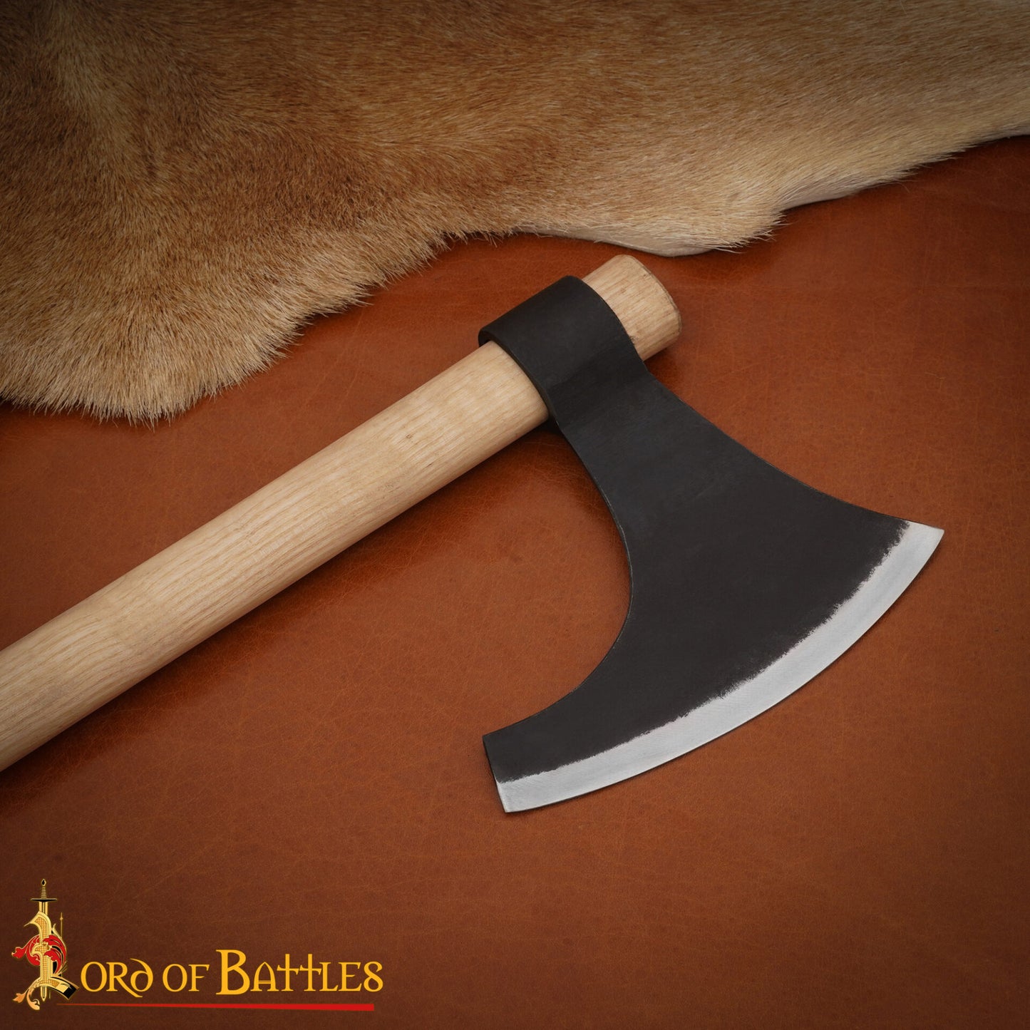 Hacha Vikinga Barbuda Hoja Forjada de Acero Al Carbono y Vástago de Madera, Guerrero Nórdico Hacha de Batalla Larp, Coleccionable - Imagen 2