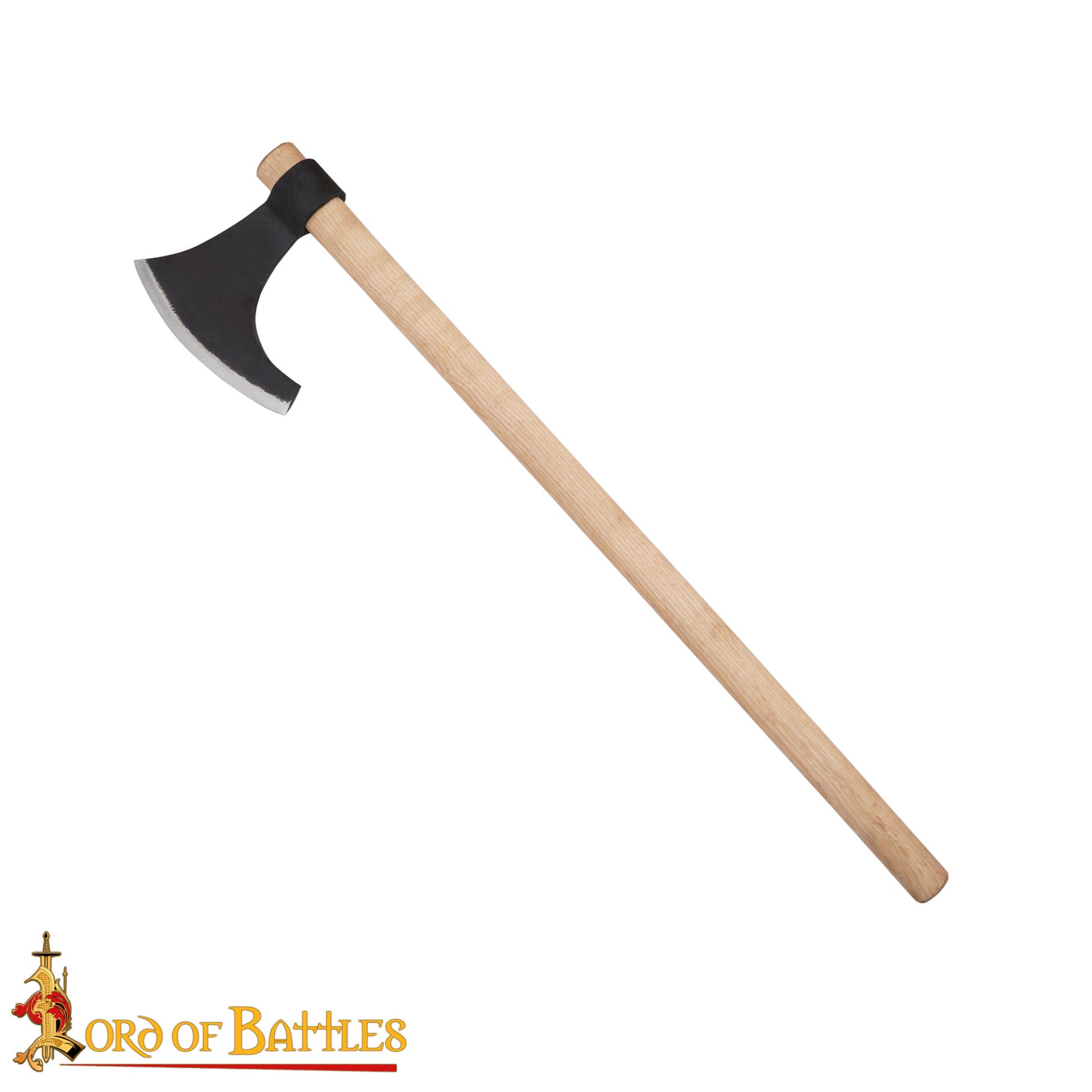 Hacha Vikinga Barbuda Hoja Forjada de Acero Al Carbono y Vástago de Madera, Guerrero Nórdico Hacha de Batalla Larp, Coleccionable - Imagen 4