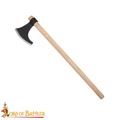 Hacha Vikinga Barbuda Hoja Forjada de Acero Al Carbono y Vástago de Madera, Guerrero Nórdico Hacha de Batalla Larp, Coleccionable - Imagen 4