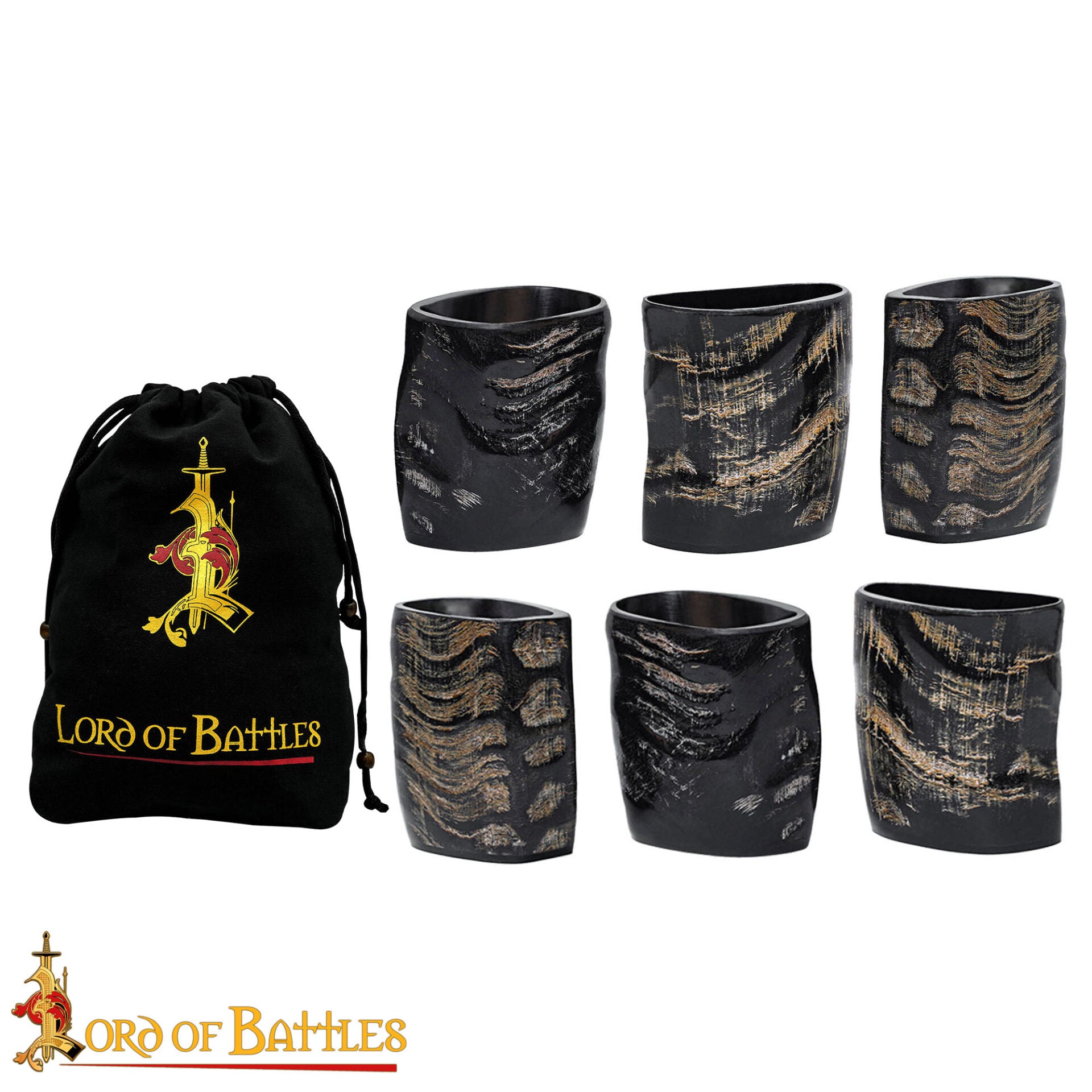 Juego de Vasos de Chupito de Cuerno Vikingo - Cuerno de Búfalo Pulido (6 Piezas, ~68 Ml) - Imagen 11