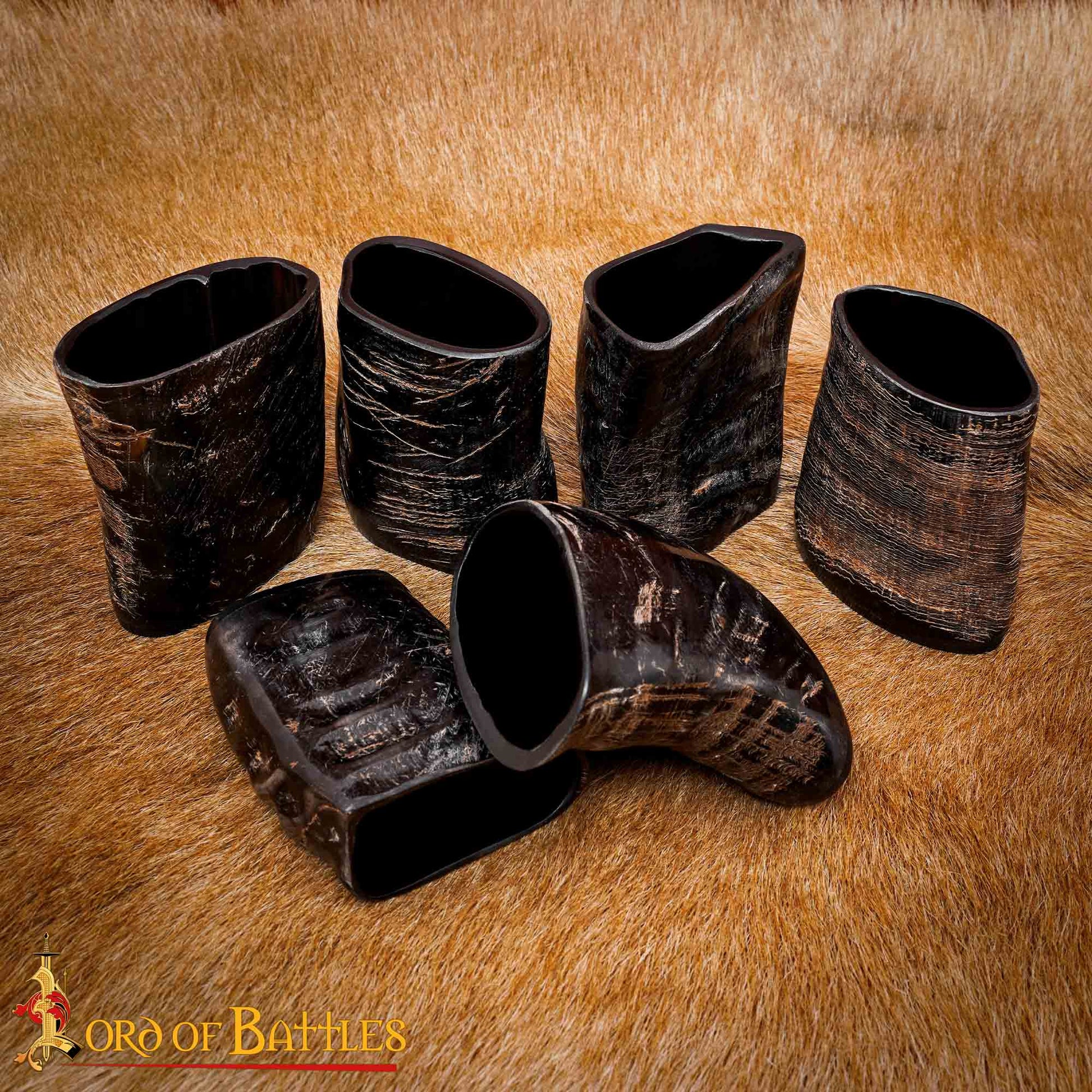 Juego de Vasos de Chupito de Cuerno Vikingo - Cuerno de Búfalo Pulido (6 Piezas, ~68 Ml) - Imagen 7