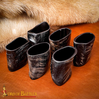 Juego de Vasos de Chupito de Cuerno Vikingo - Cuerno de Búfalo Pulido (6 Piezas, ~68 Ml) - Imagen 16