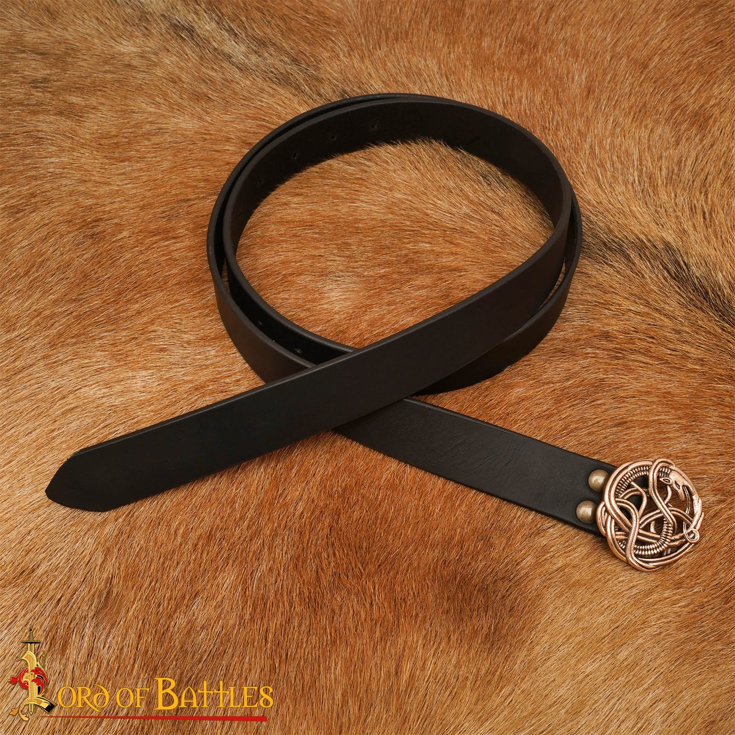 Cinturón Celta con Hebilla de Serpiente de Bronce - Imagen 1