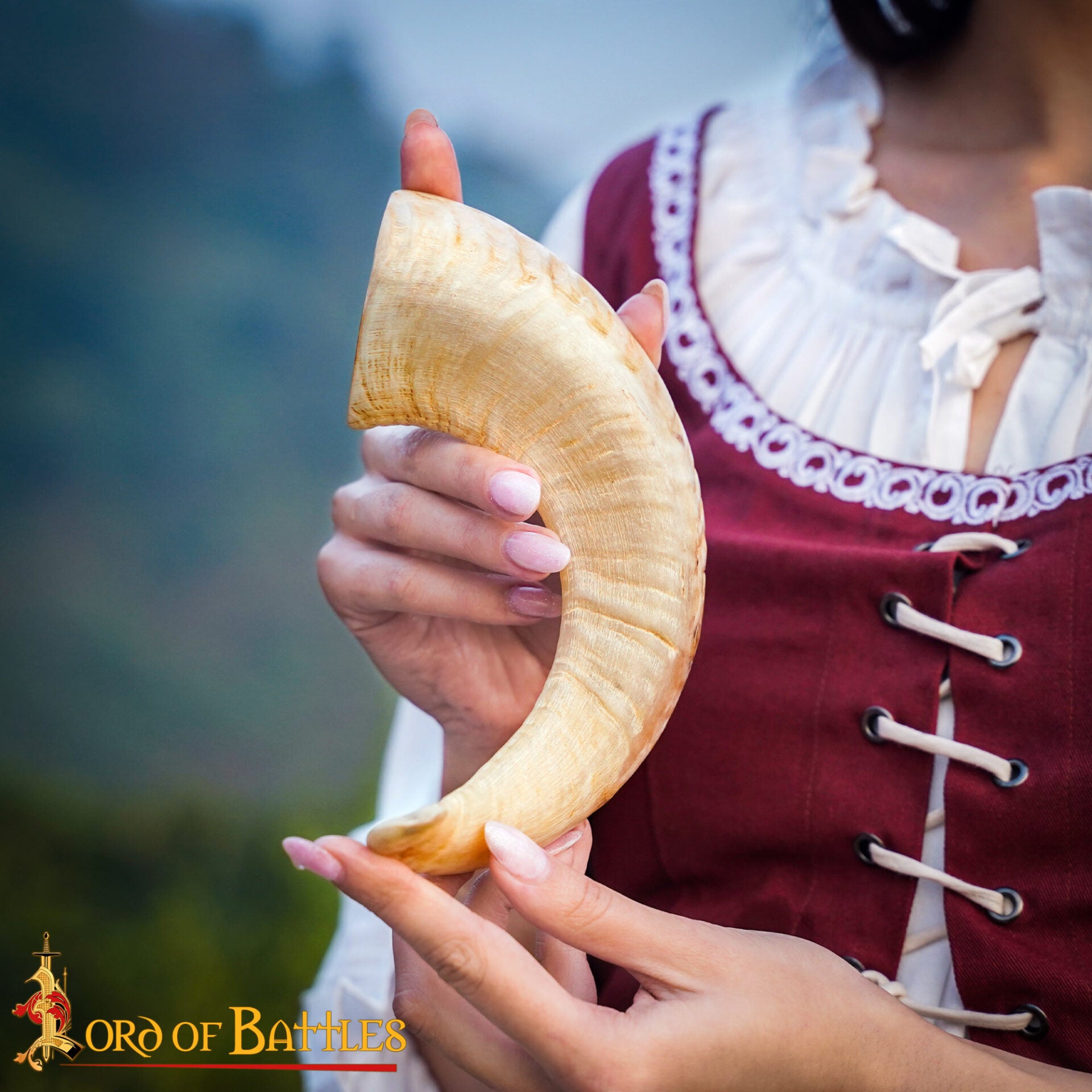 Vaso para Beber de Cuerno de Oveja Vikingo Vaso de Cuerno Natural Hecho a Mano - Imagen 5