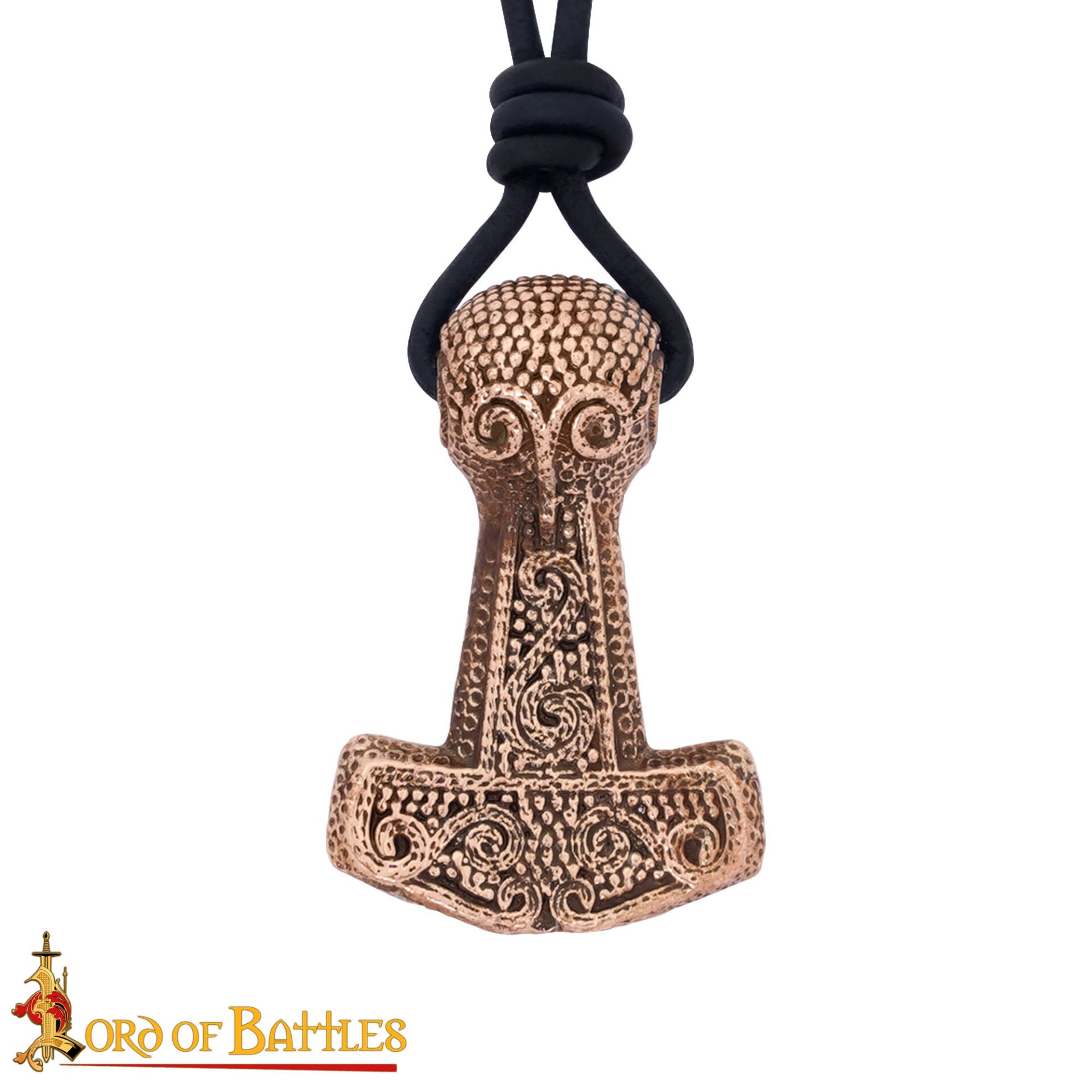 Colgante Mjölnir de Bronce Macizo de la Era Vikinga con Cordón de Cuero Ajustable - Imagen 4