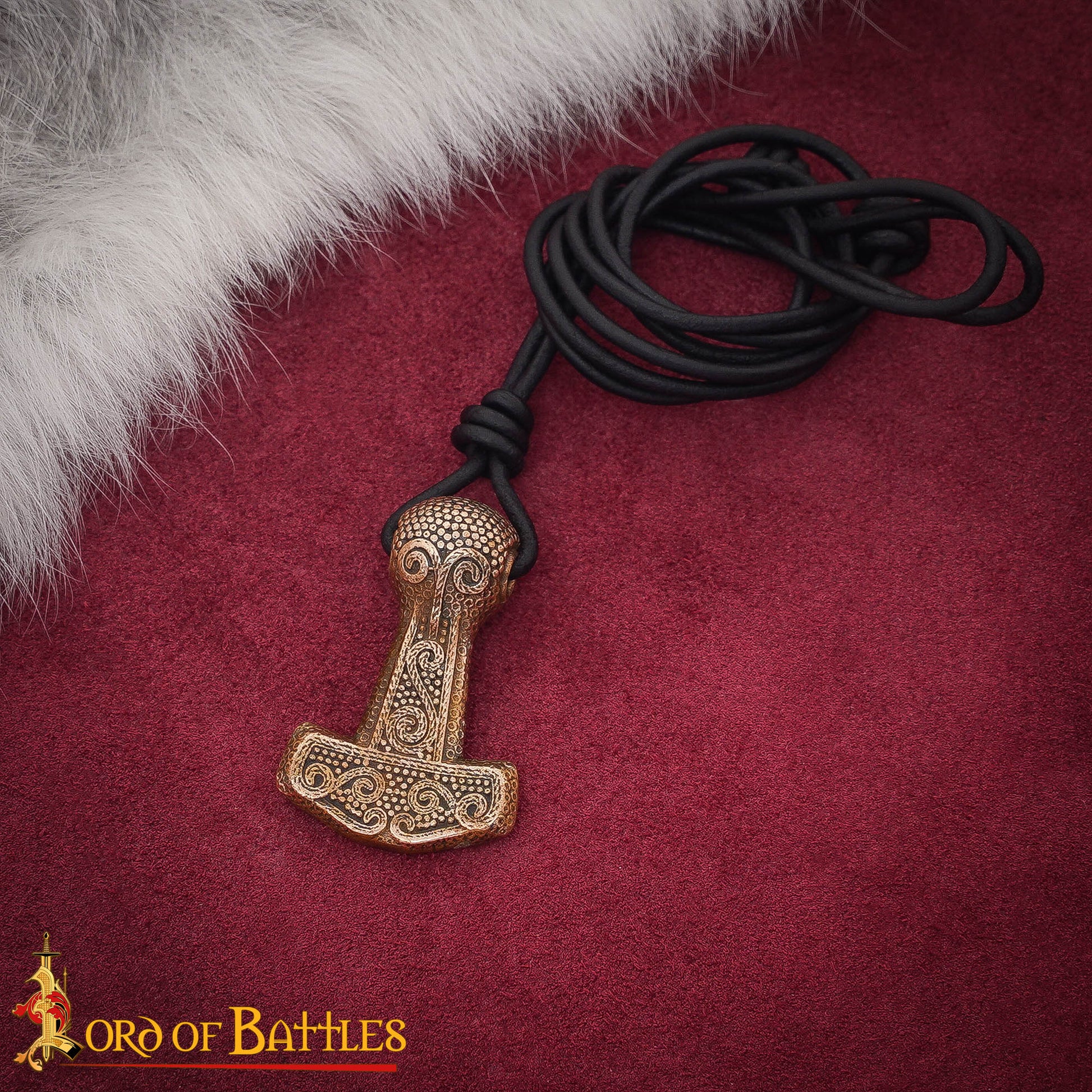 Colgante Mjölnir de Bronce Macizo de la Era Vikinga con Cordón de Cuero Ajustable - Imagen 5
