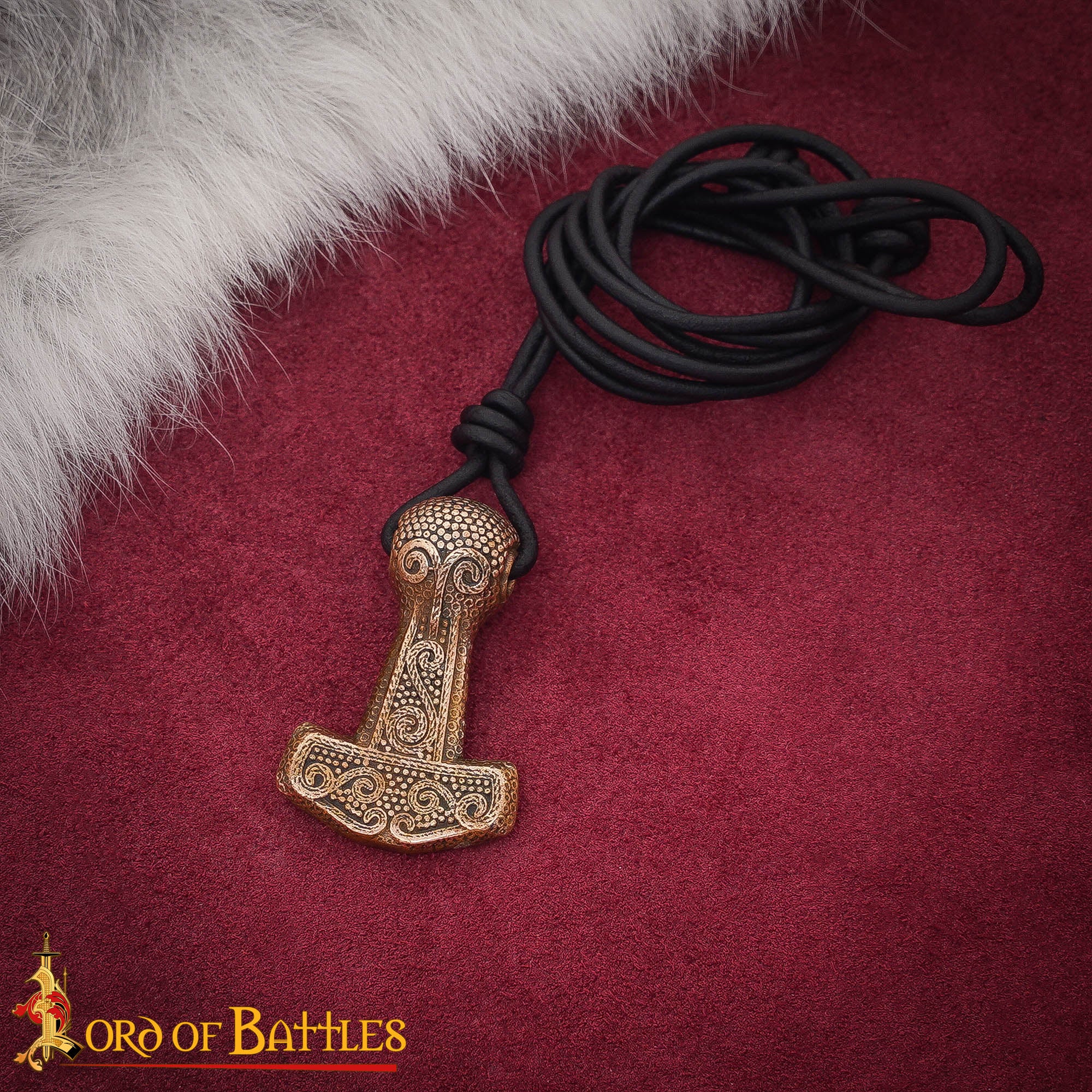 Colgante Mjölnir de Bronce Macizo de la Era Vikinga con Cordón de Cuero Ajustable - Imagen 5