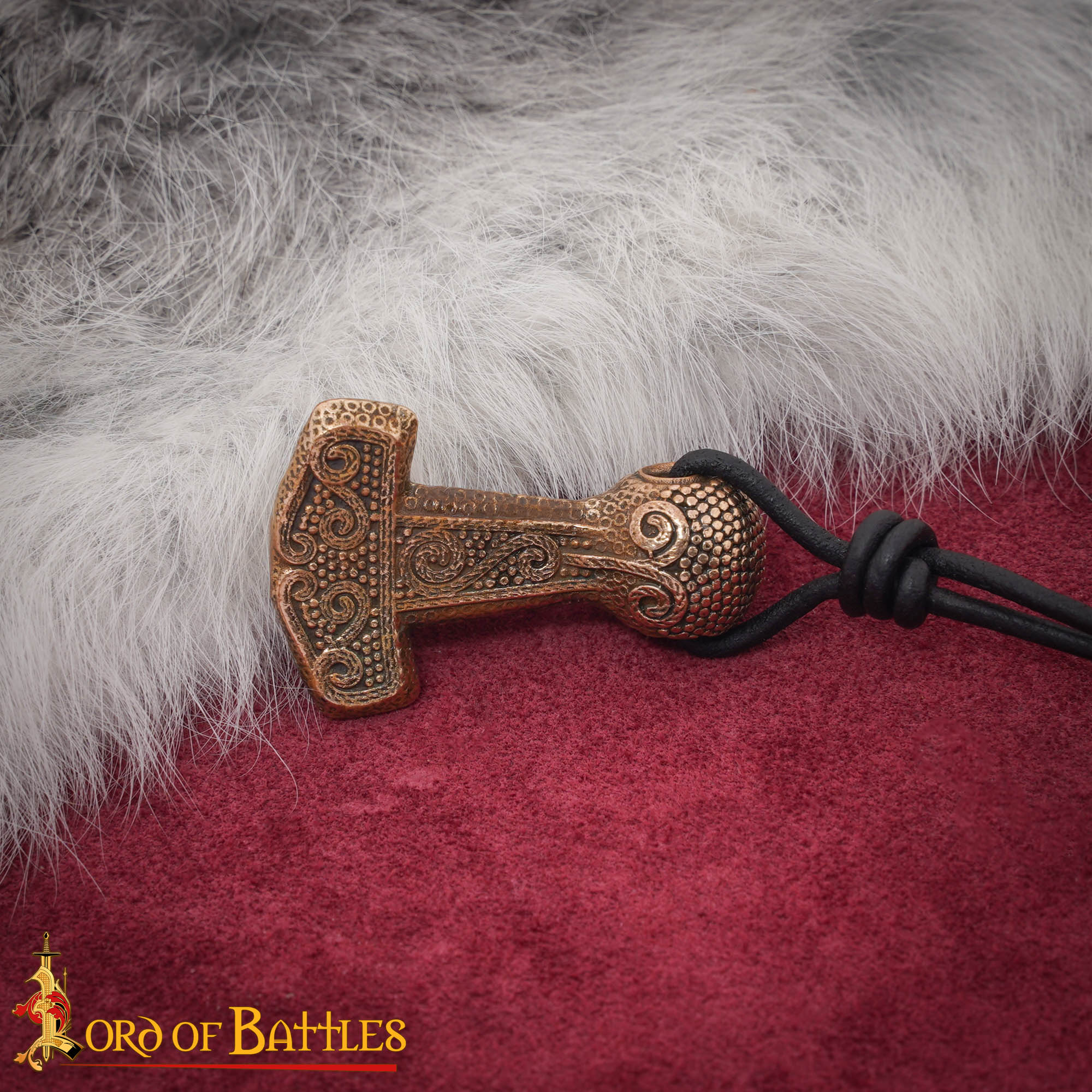 Colgante Mjölnir de Bronce Macizo de la Era Vikinga con Cordón de Cuero Ajustable - Imagen 6