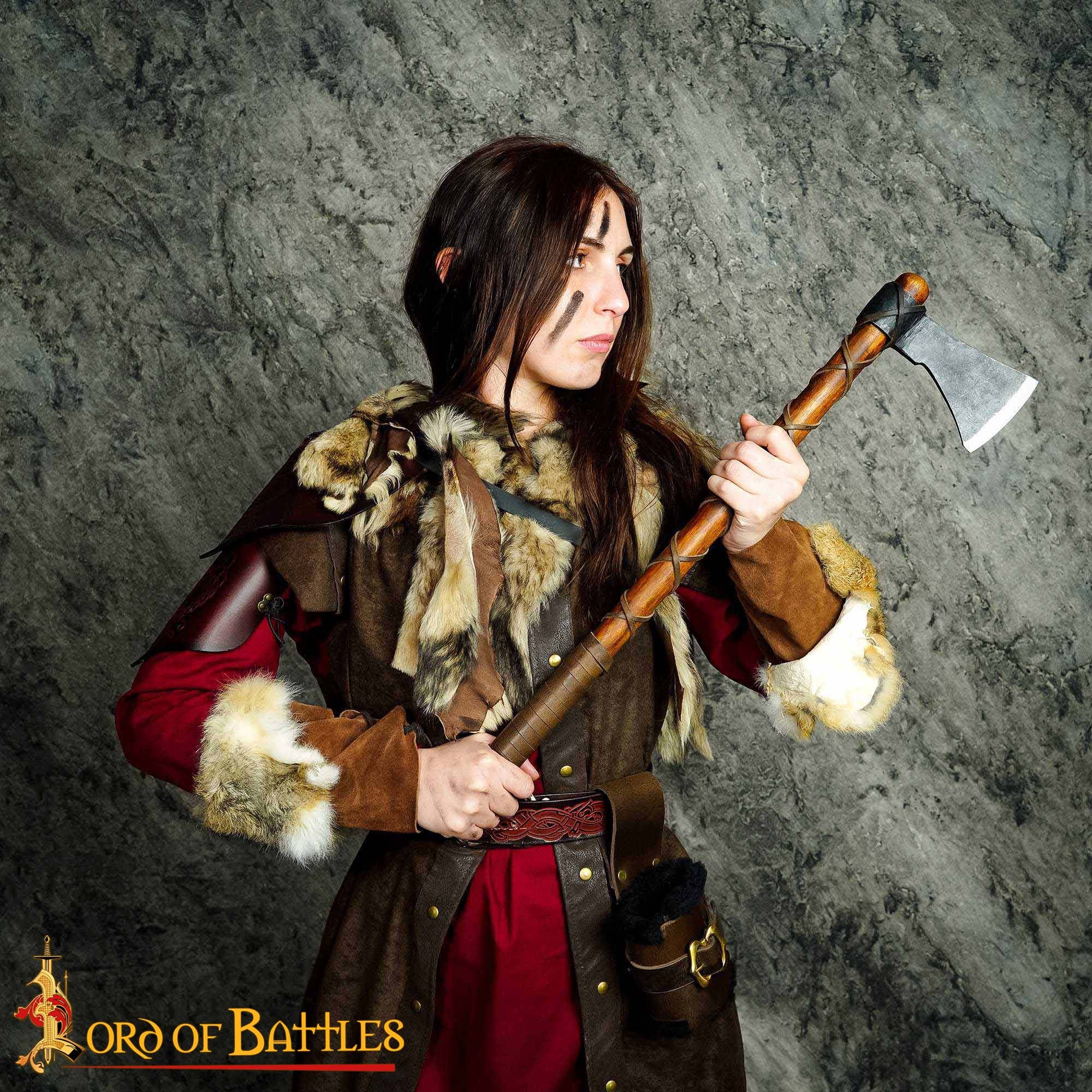 Hacha de Guerrero Vikingo - Hoja de Acero Al Carbono con Envoltura de Cuero - Imagen 26