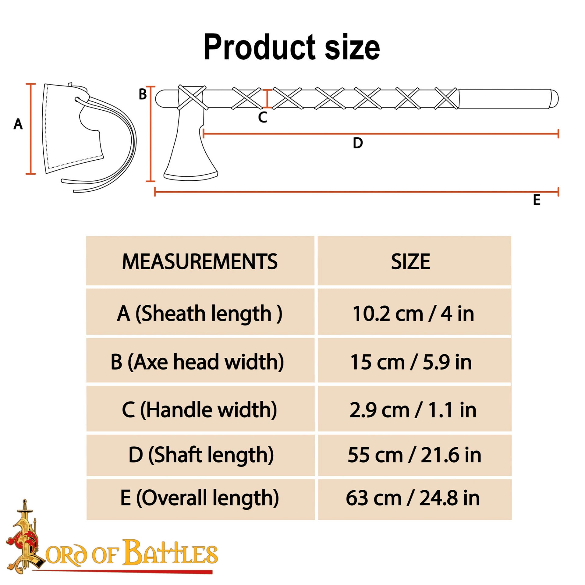 Hacha de Guerrero Vikingo - Hoja de Acero Al Carbono con Envoltura de Cuero - Imagen 18