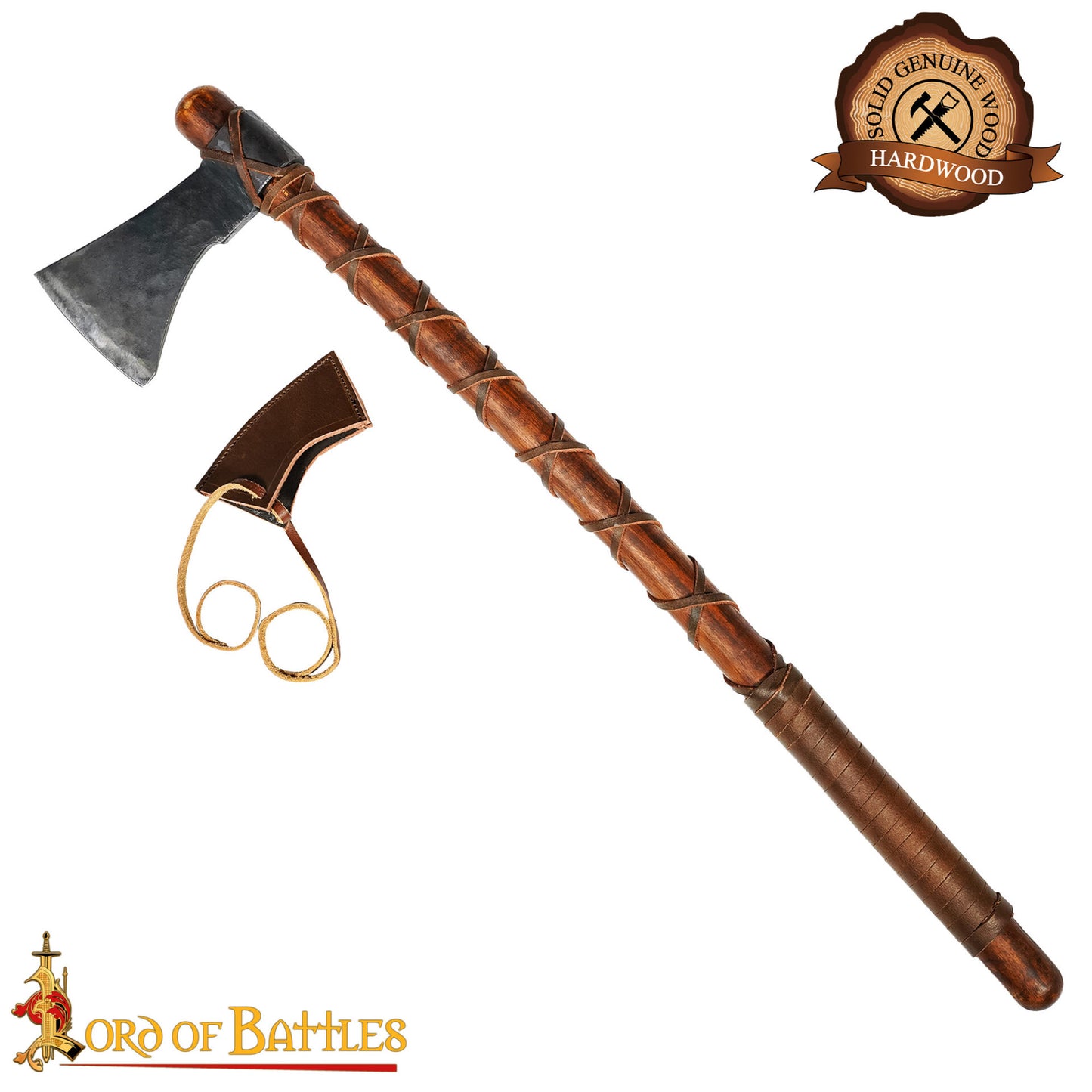 Hacha de Guerrero Vikingo - Hoja de Acero Al Carbono con Envoltura de Cuero - Imagen 21
