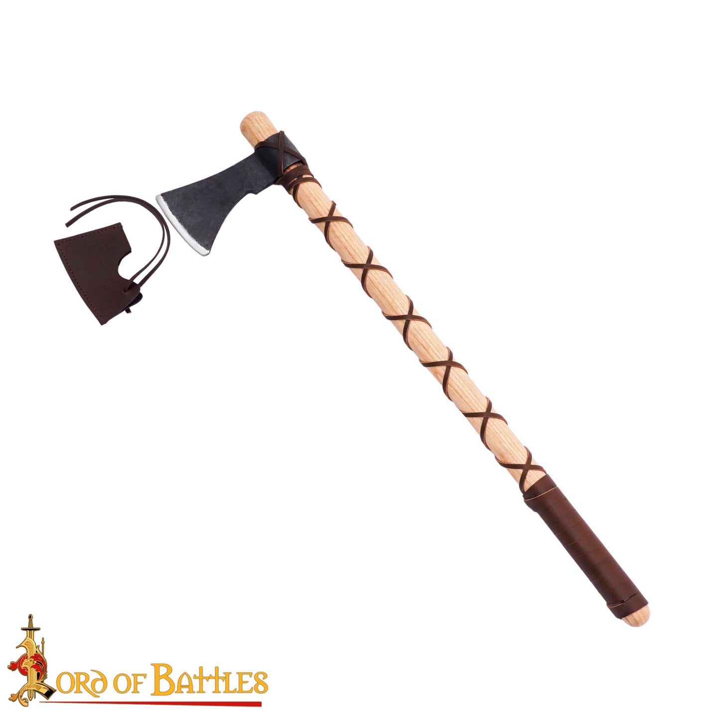 Hacha de Guerrero Vikingo - Hoja de Acero Al Carbono con Envoltura de Cuero - Imagen 5