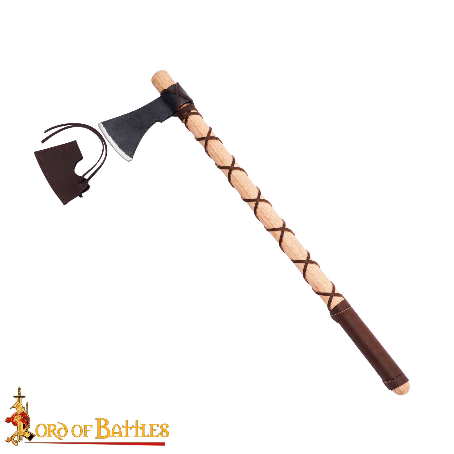 Hacha de Guerrero Vikingo - Hoja de Acero Al Carbono con Envoltura de Cuero - Imagen 5
