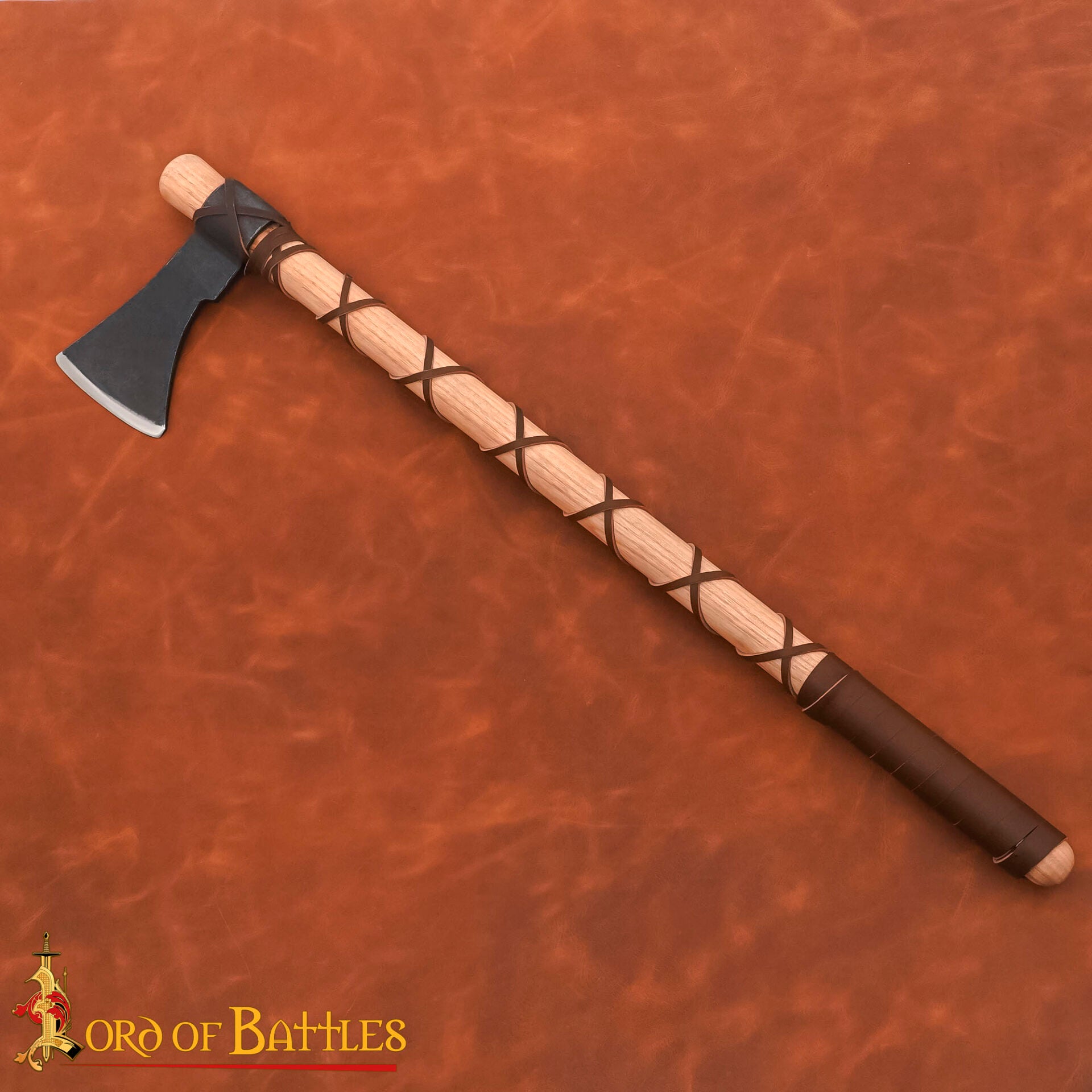Hacha de Guerrero Vikingo - Hoja de Acero Al Carbono con Envoltura de Cuero - Imagen 11