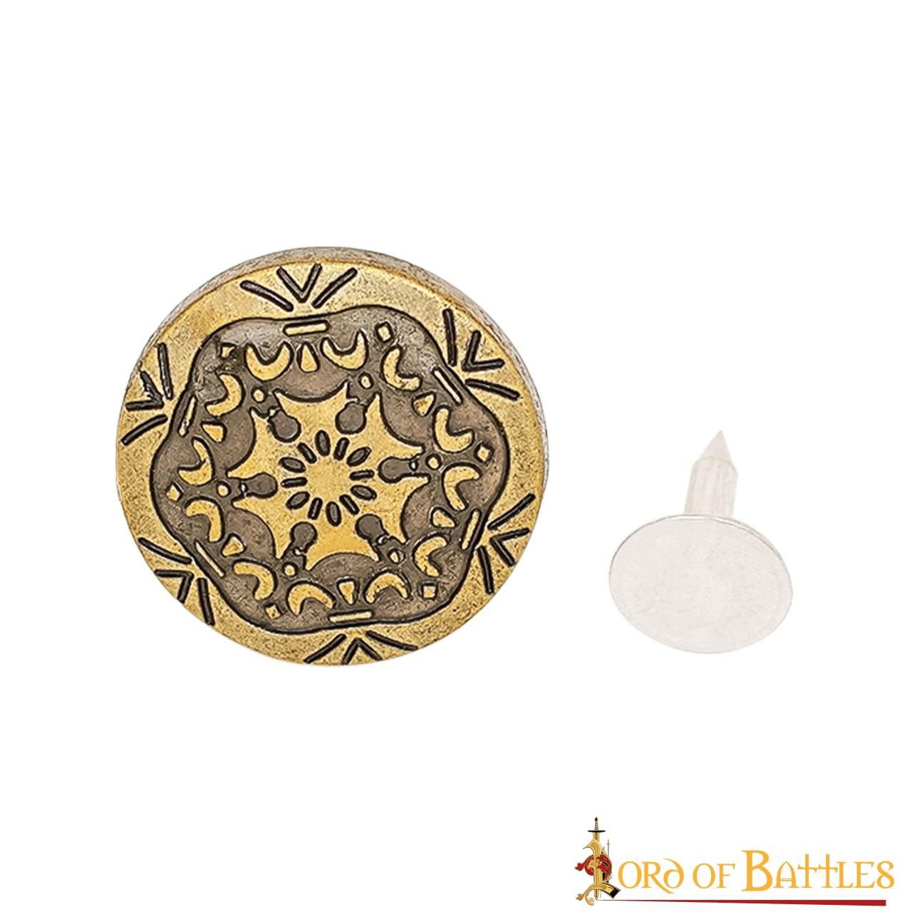 Botón Decorativo de Latón con Motivo Floral Medieval - Cierre Trasero de Remache - Imagen 14