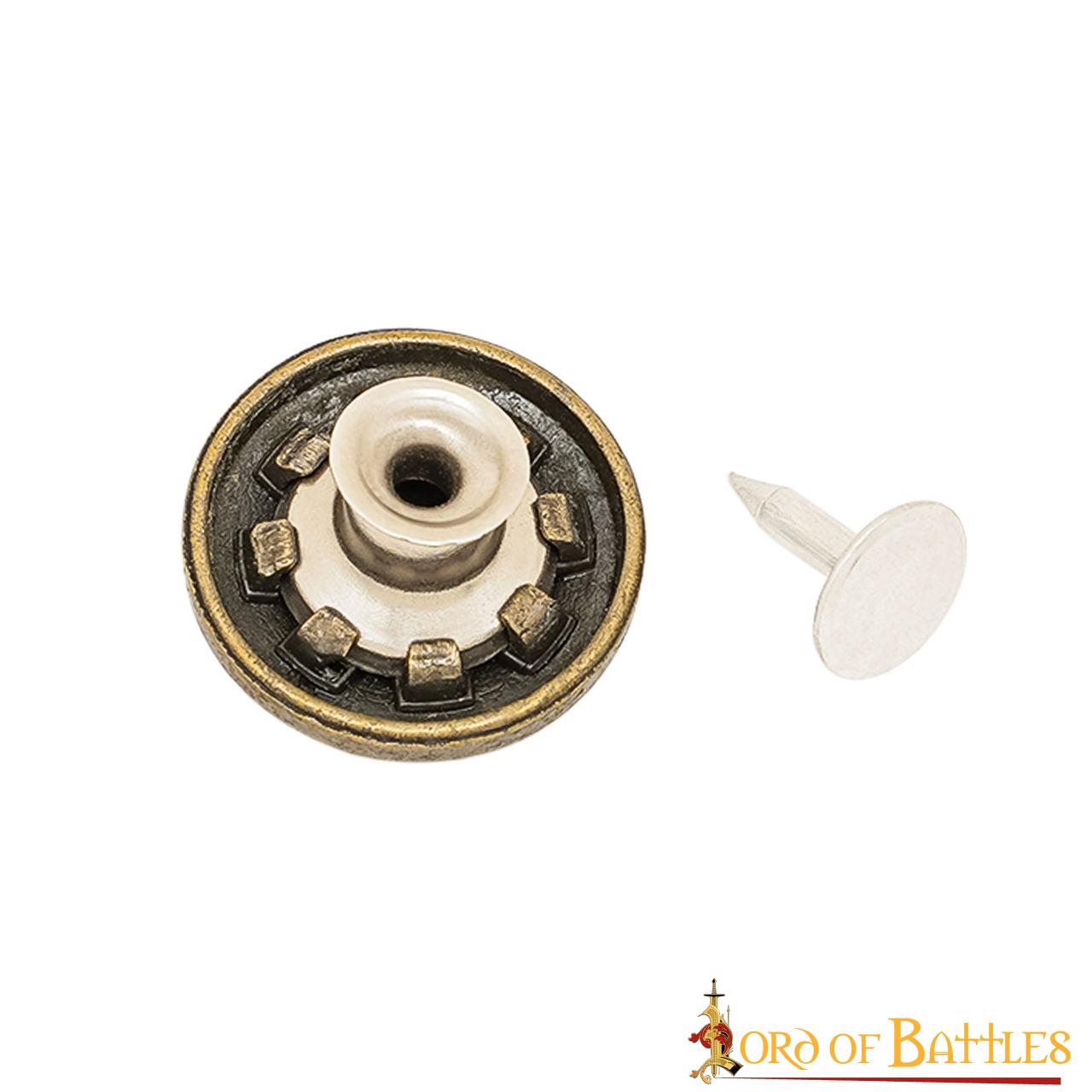 Botón Decorativo de Latón con Motivo Floral Medieval - Cierre Trasero de Remache - Imagen 15