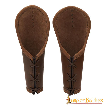 Brazaletes Medievales de Cuero con Protección para el Codo - Guardabrazos Artesanales con Cordón Ajustable - Imagen 2