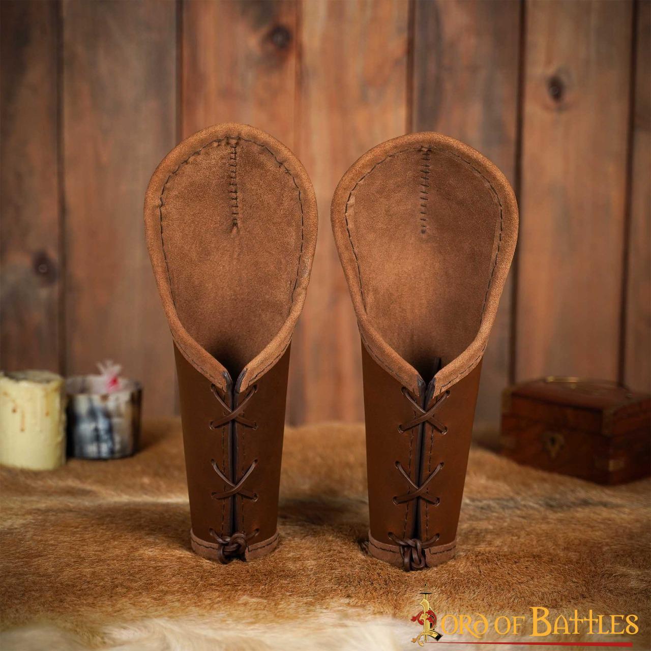 Brazaletes Medievales de Cuero con Protección para el Codo - Guardabrazos Artesanales con Cordón Ajustable - Imagen 10