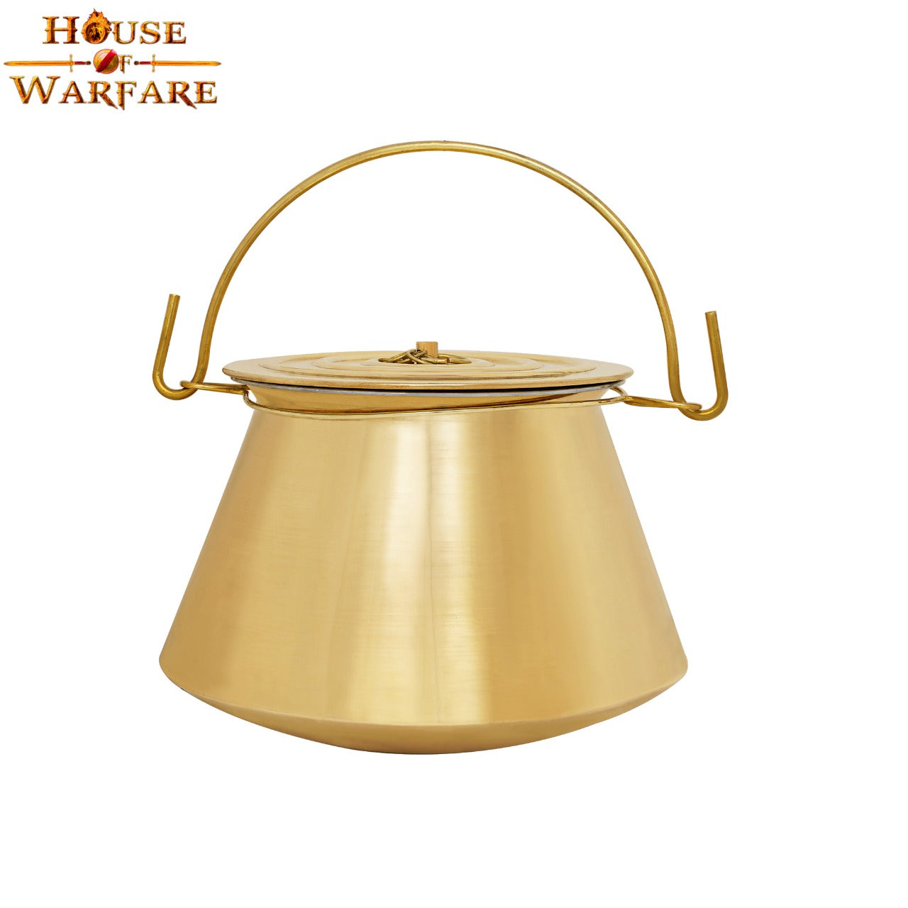 Hervidor Medieval de Latón con Tapa - Olla Histórica para Cocinar Al Aire Libre y en Hogueras - Caldero de Latón Pulido Hecho a Mano - Imagen 11
