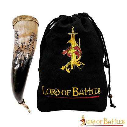 Cuerno Vikingo para Beber con Brújula y Grabado de Jormungandr - Cuerno de Buey Hecho a Mano - Imagen 8